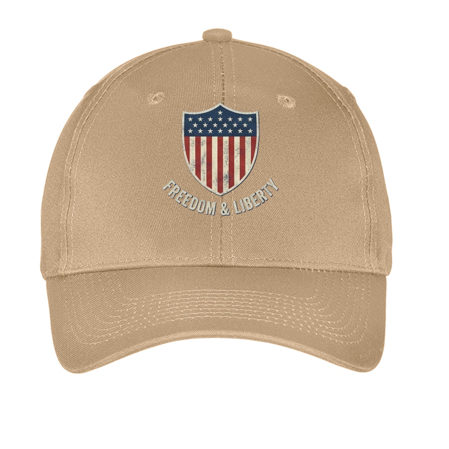 Freedom & Liberty American Shield Hat | Patriotic USA Cap Khaki ONE SIZE {{ product_type }Anvil and Anthem }