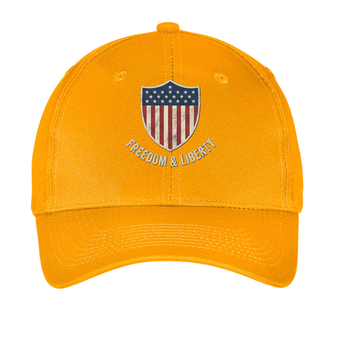Freedom & Liberty American Shield Hat | Patriotic USA Cap Athletic Gold ONE SIZE {{ product_type }Anvil and Anthem }