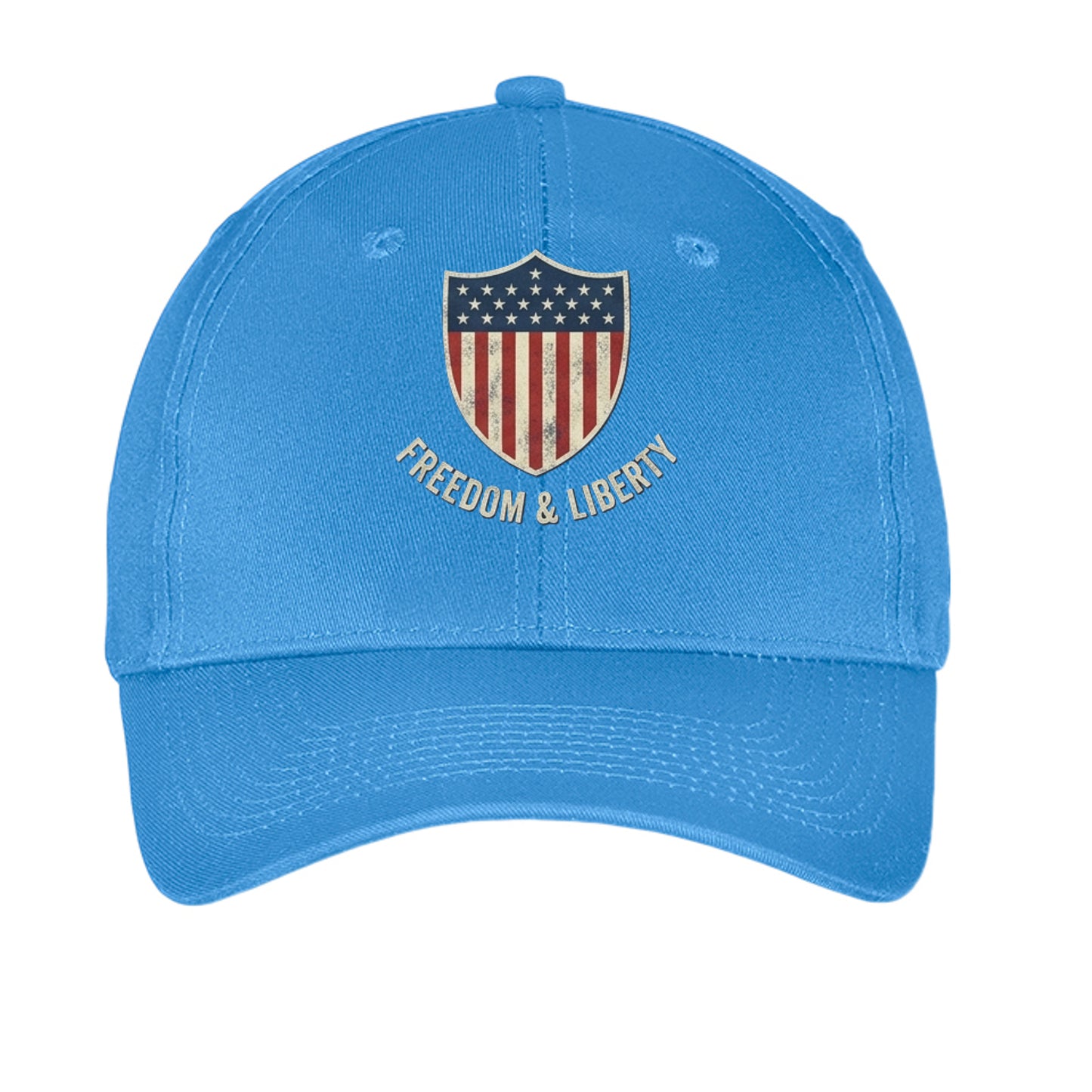 Freedom & Liberty American Shield Hat | Patriotic USA Cap Carolina Blue ONE SIZE {{ product_type }Anvil and Anthem }