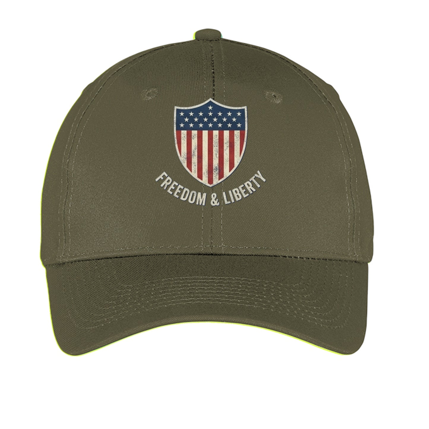 Freedom & Liberty American Shield Hat | Patriotic USA Cap Olive Drab Green ONE SIZE {{ product_type }Anvil and Anthem }
