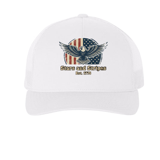 Stars & Stripes American Eagle Trucker Hat | Patriotic USA Classic Since 1776 {{ product_type }Anvil and Anthem }