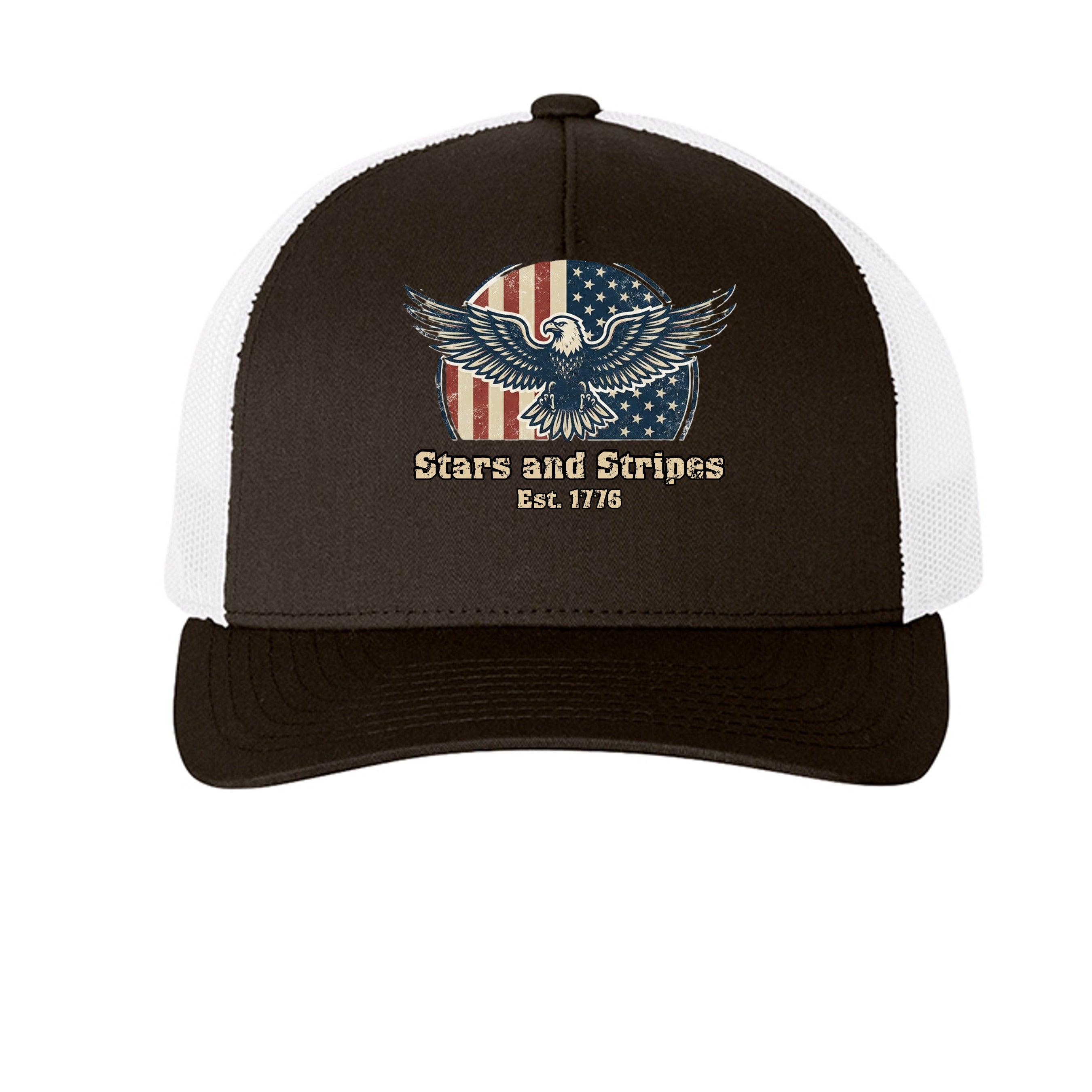 Stars & Stripes American Eagle Trucker Hat | Patriotic USA Classic Since 1776 Anvil and Anthem }