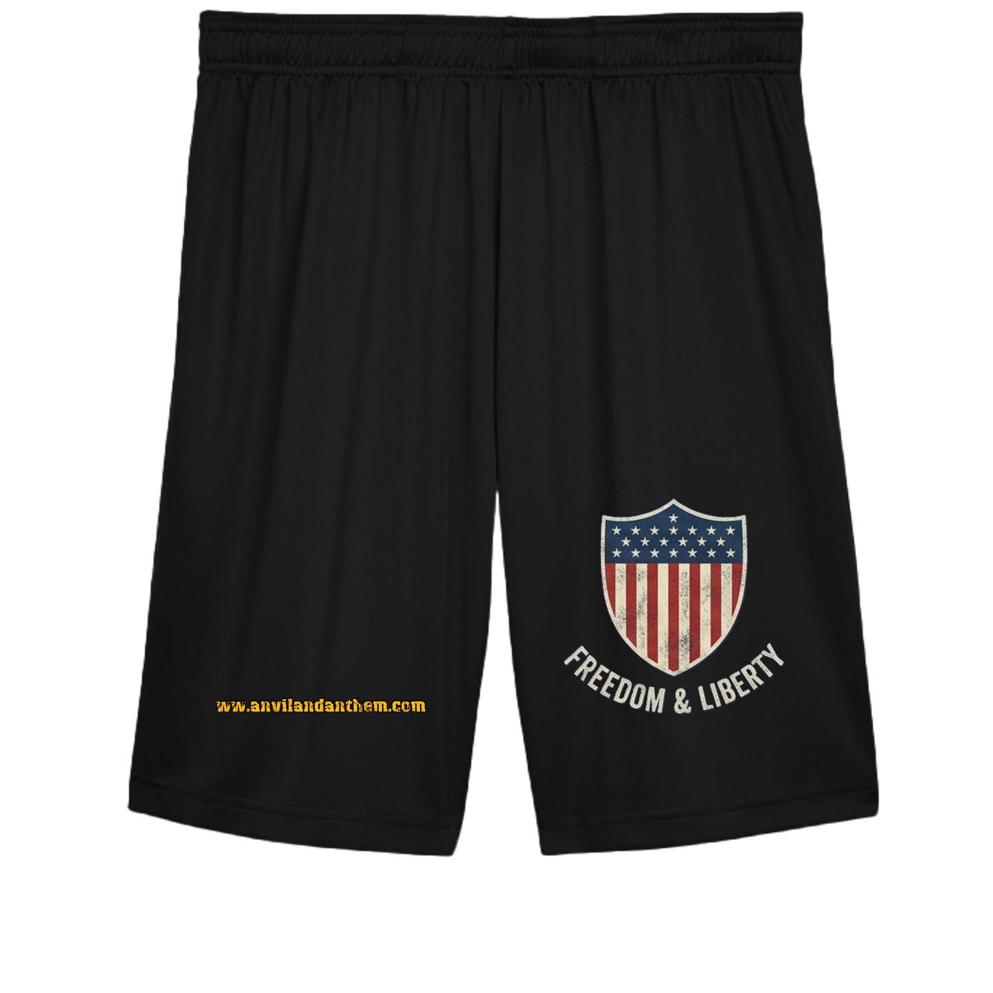 Freedom & Liberty Cooling Performance Shorts | Patriotic American Flag Athletic Training Shorts BLACK {{ product_type }Anvil and Anthem }