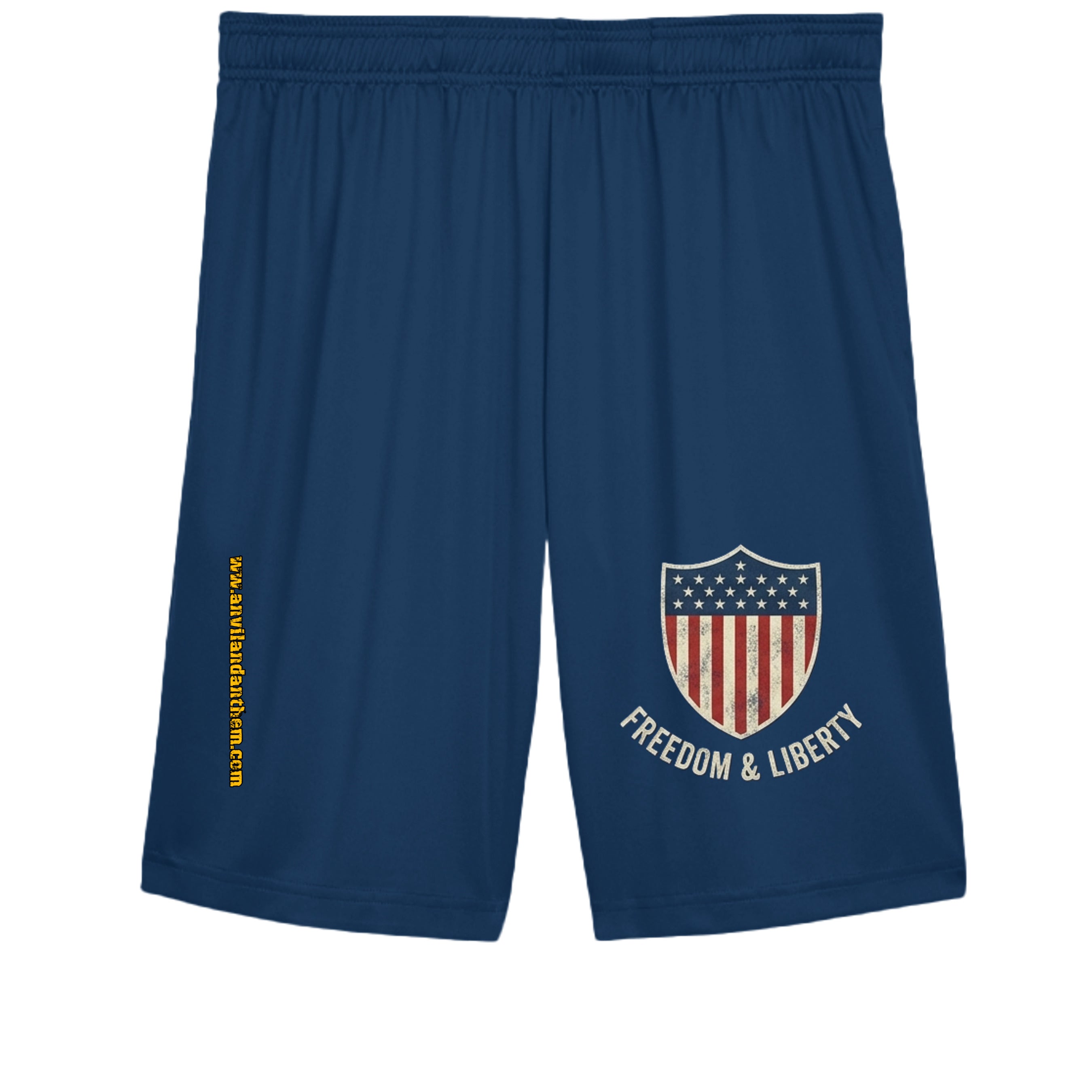 Freedom & Liberty Cooling Performance Shorts | Patriotic American Flag Athletic Training Shorts Anvil and Anthem }