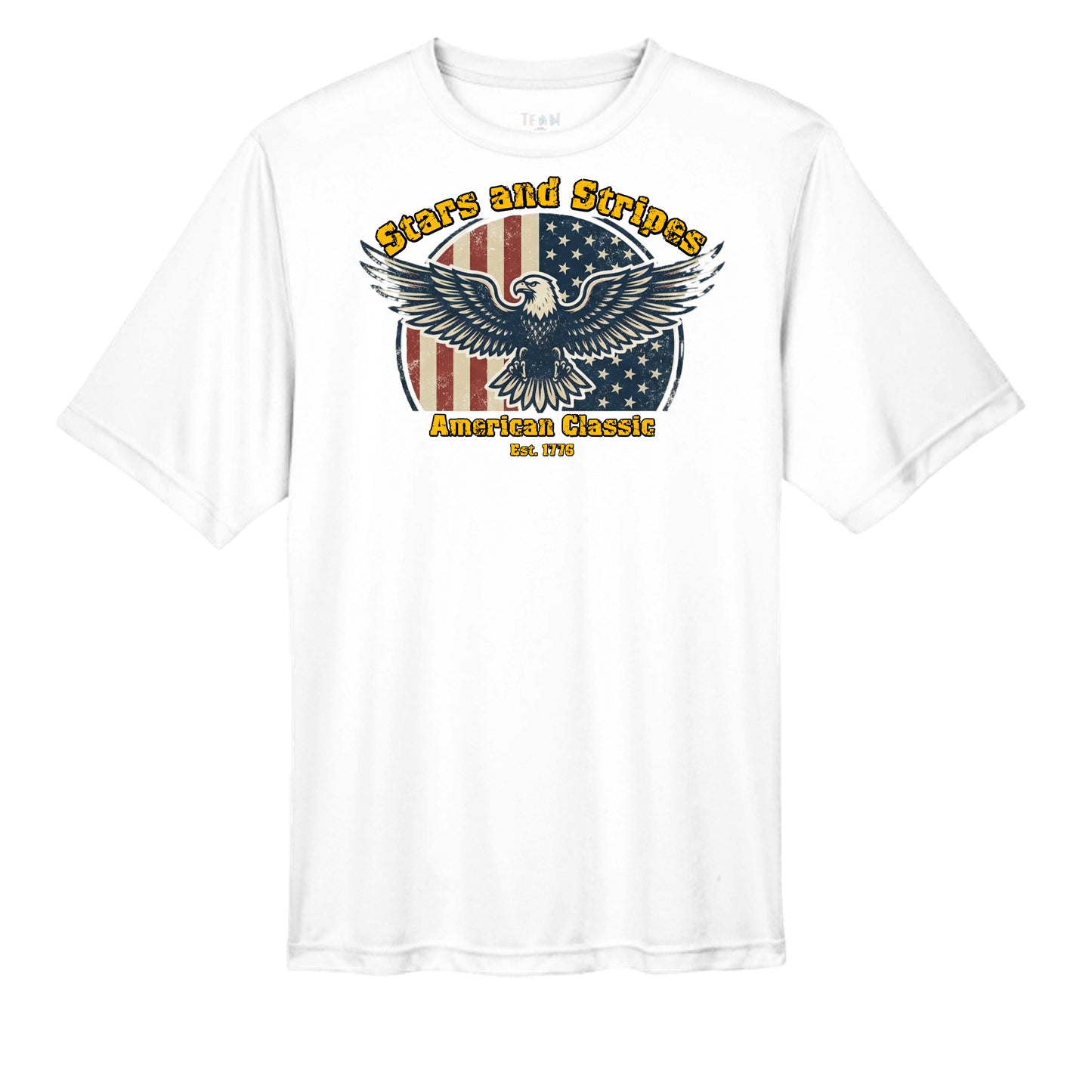 Stars & Stripes American Eagle Performance Wicking Tee | Patriotic USA Athletic Shirt (Est. 1776) WHITE {{ product_type }Anvil and Anthem }