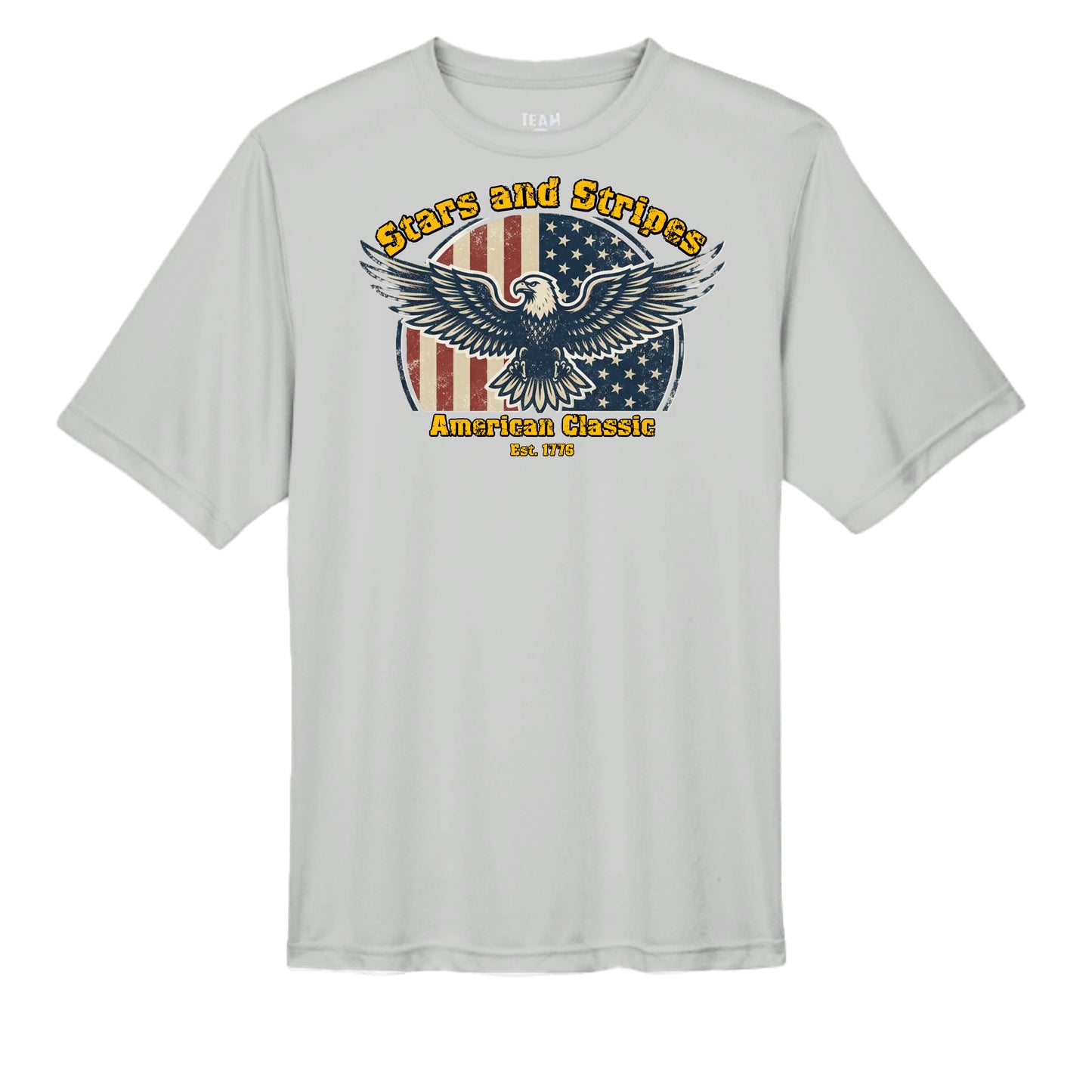 Stars & Stripes American Eagle Performance Wicking Tee | Patriotic USA Athletic Shirt (Est. 1776) SPORT SILVER {{ product_type }Anvil and Anthem }