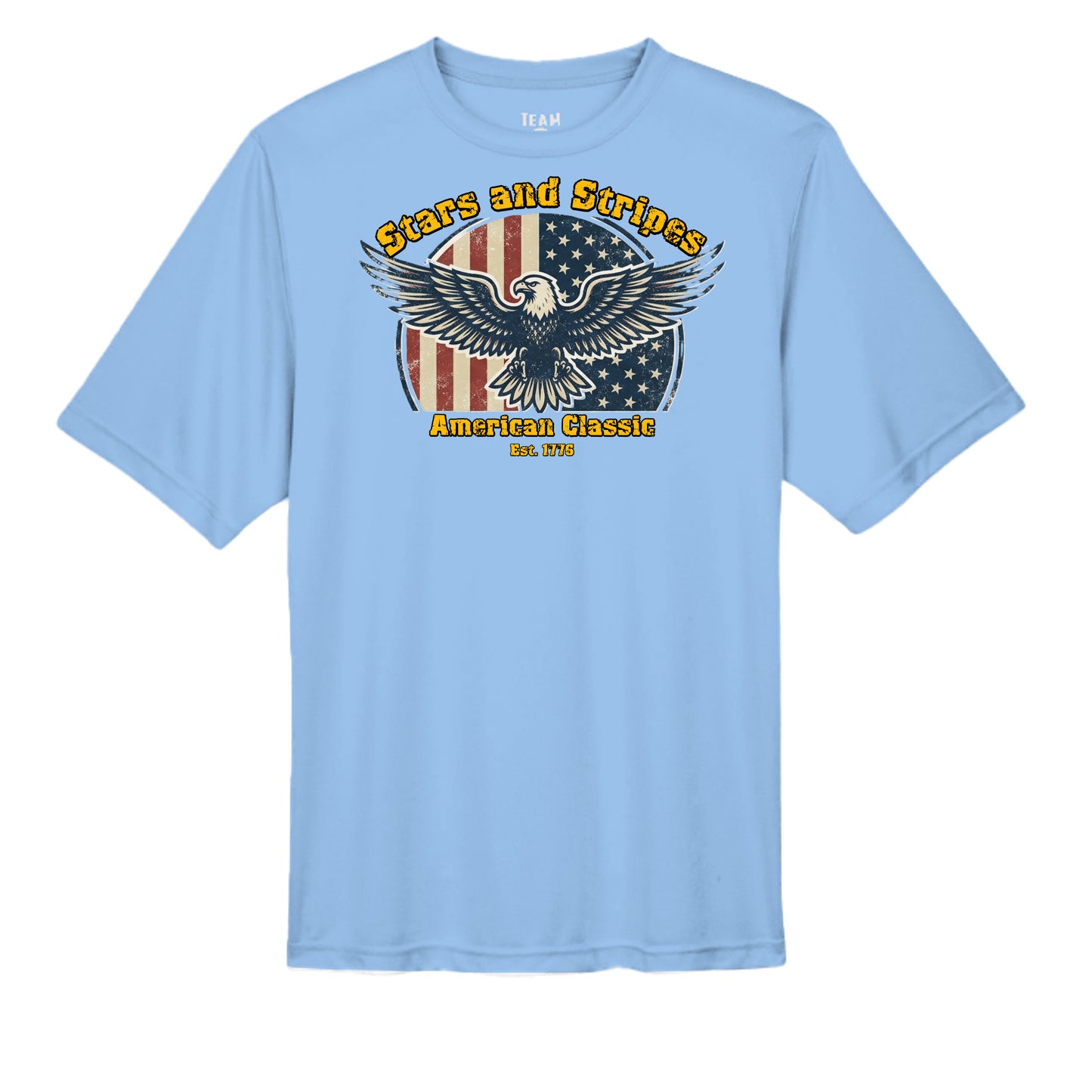 Stars & Stripes American Eagle Performance Wicking Tee | Patriotic USA Athletic Shirt (Est. 1776) SPORT LIGHT BLUE {{ product_type }Anvil and Anthem }