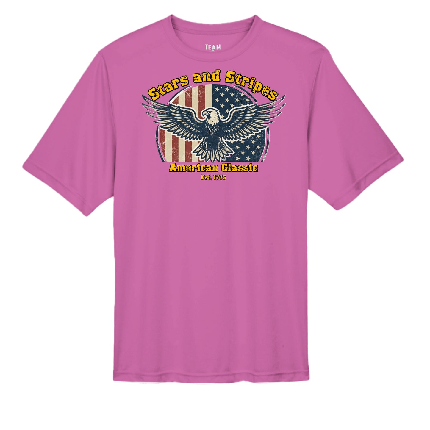 Stars & Stripes American Eagle Performance Wicking Tee | Patriotic USA Athletic Shirt (Est. 1776) Sport Charity Pink {{ product_type }Anvil and Anthem }