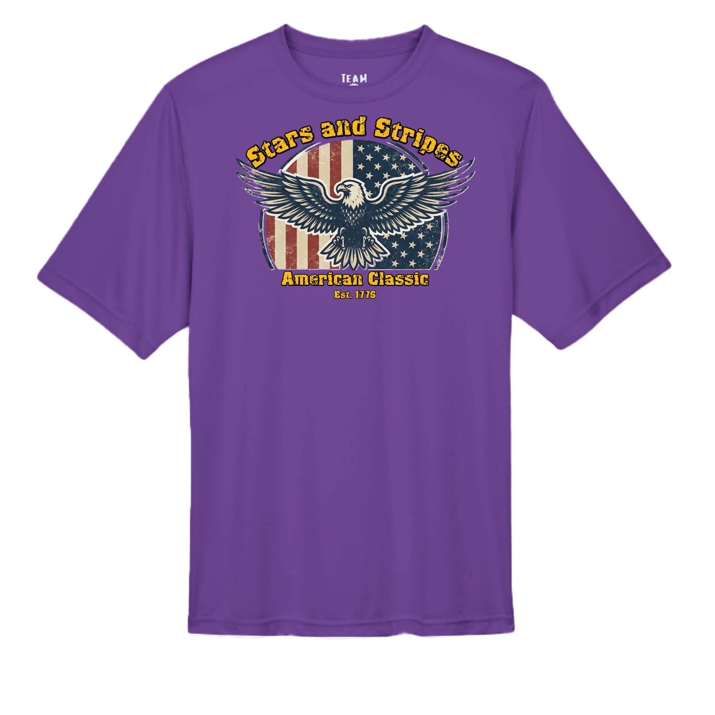 Stars & Stripes American Eagle Performance Wicking Tee | Patriotic USA Athletic Shirt (Est. 1776) SPORT PURPLE {{ product_type }Anvil and Anthem }