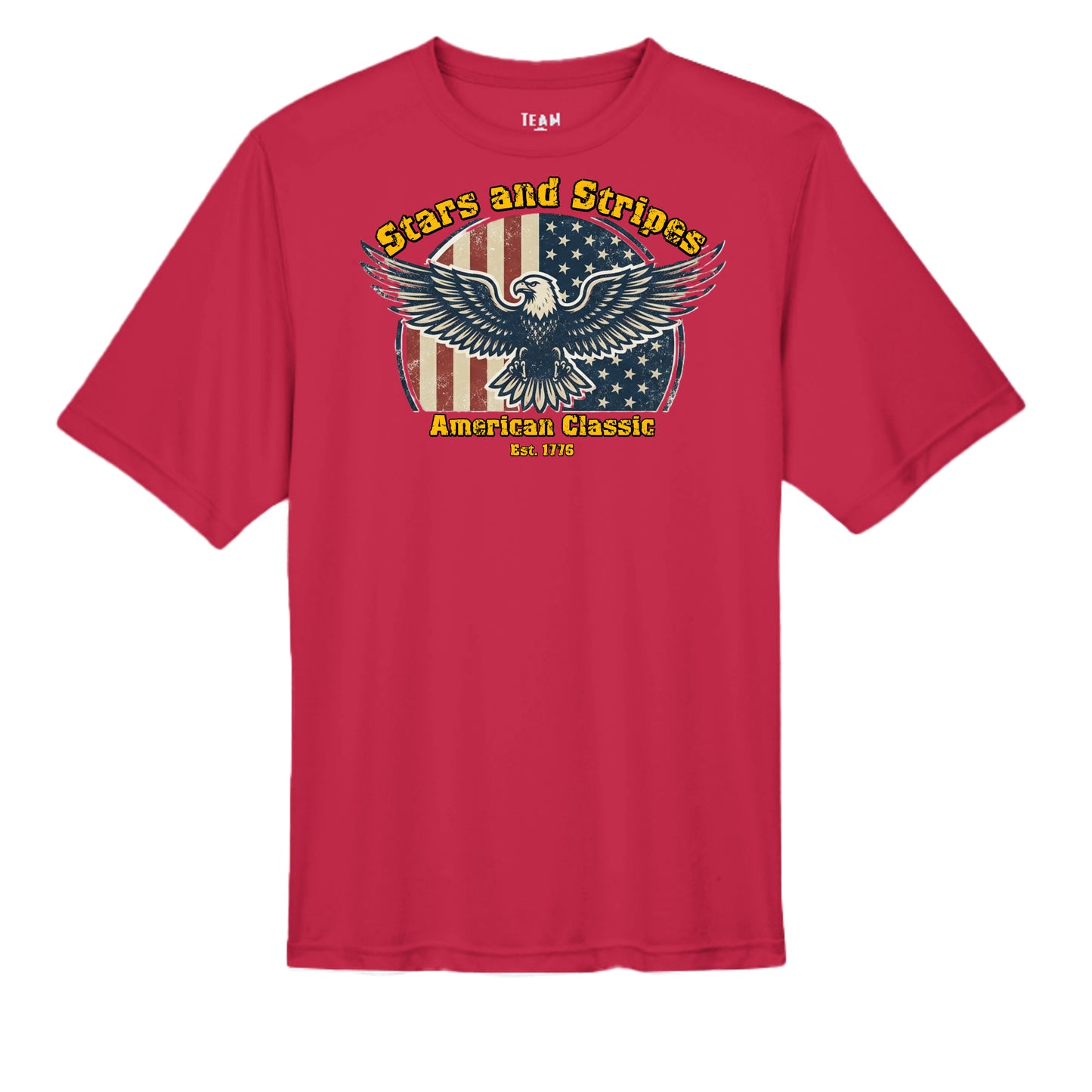 Stars & Stripes American Eagle Performance Wicking Tee | Patriotic USA Athletic Shirt (Est. 1776) SPORT RED {{ product_type }Anvil and Anthem }