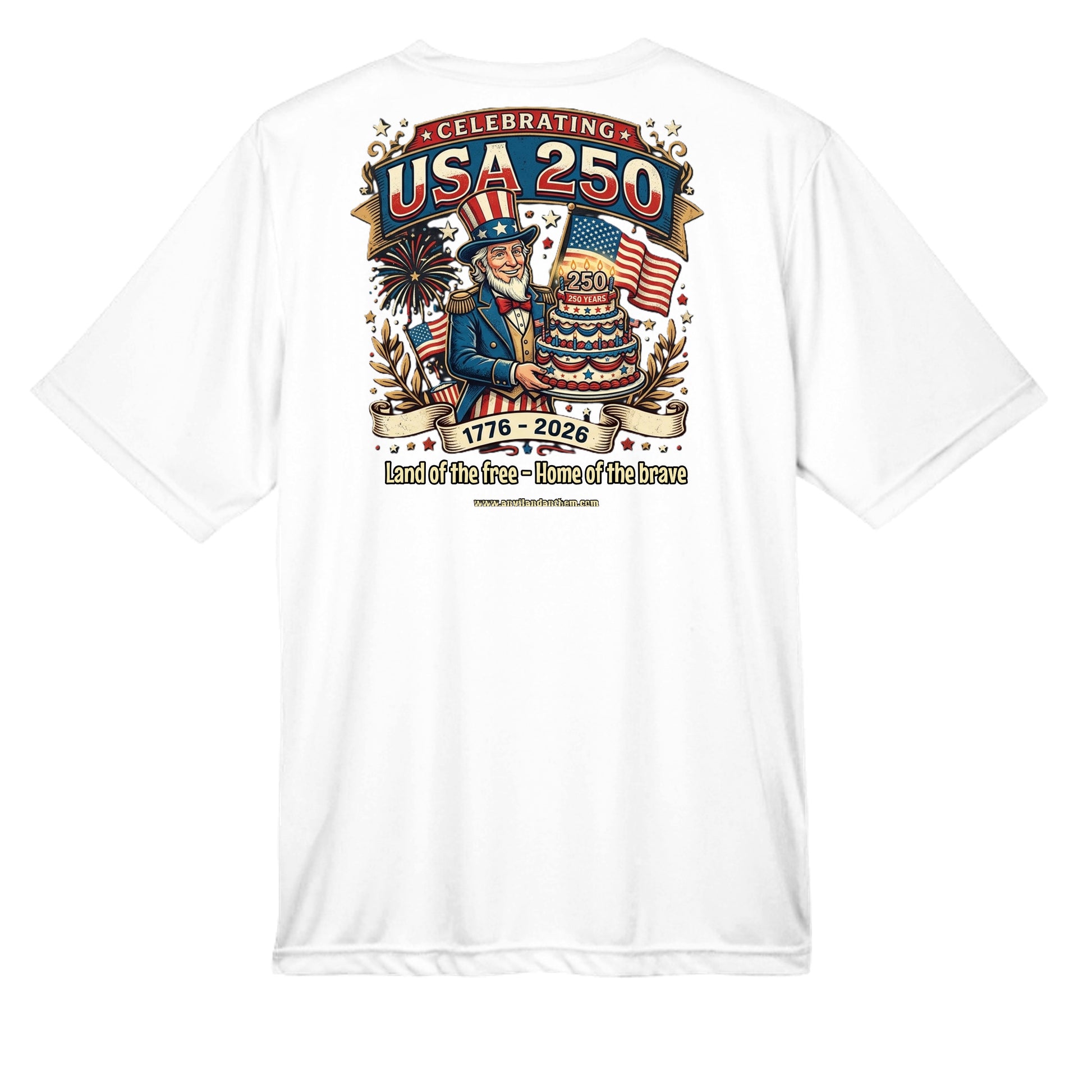 Free & Brave “America 250” Performance Wicking Tee | USA Patriotic Eagle & Uncle Sam Athletic Shirt {{ product_type }Anvil and Anthem }