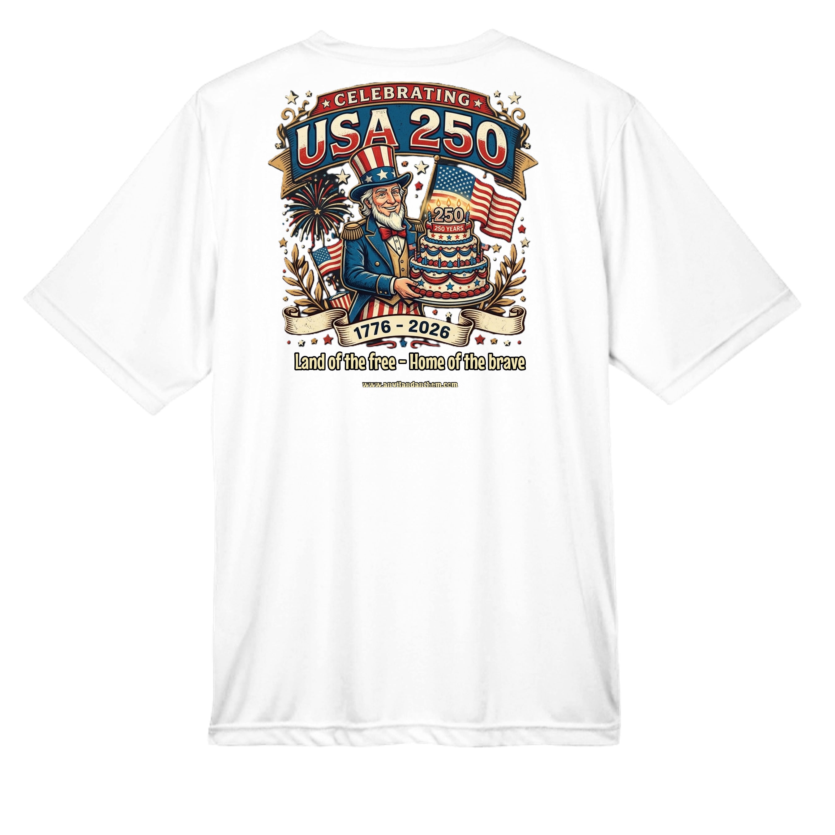 Free & Brave “America 250” Performance Wicking Tee | USA Patriotic Eagle & Uncle Sam Athletic Shirt Anvil and Anthem }