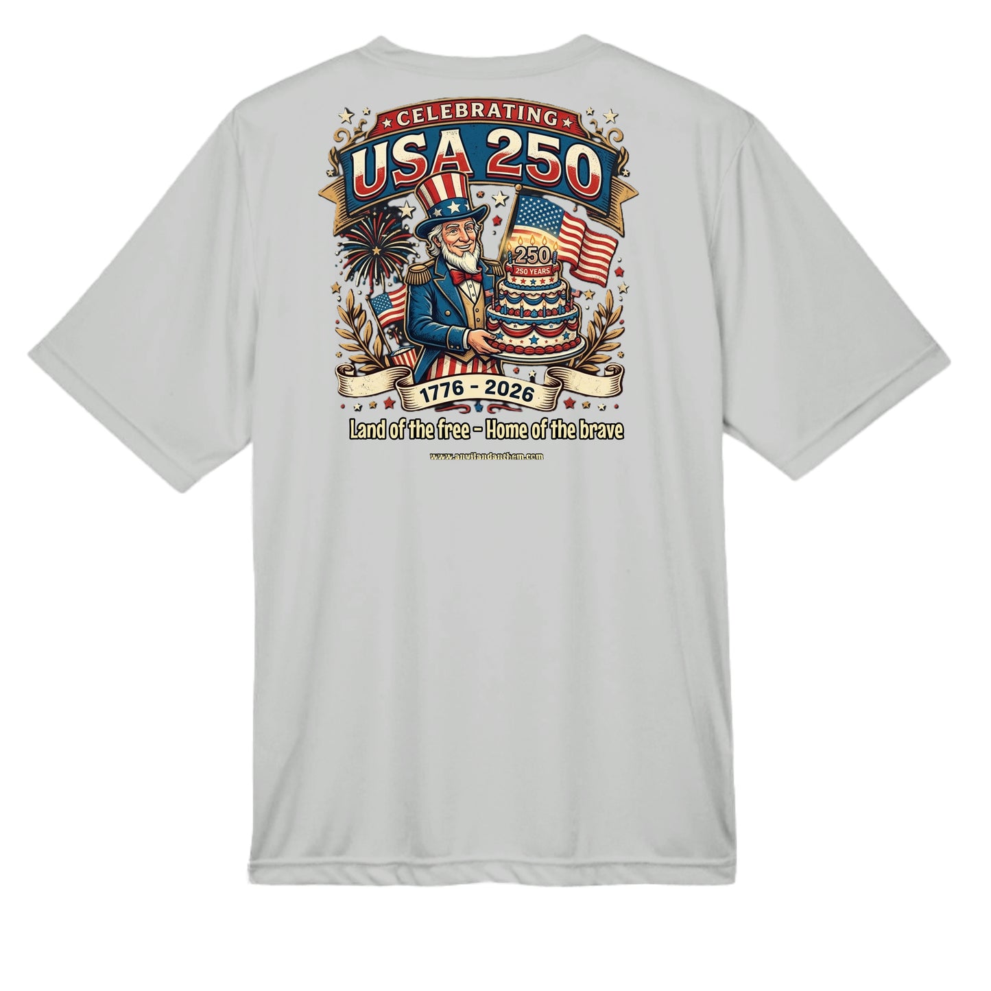 Free & Brave “America 250” Performance Wicking Tee | USA Patriotic Eagle & Uncle Sam Athletic Shirt {{ product_type }Anvil and Anthem }