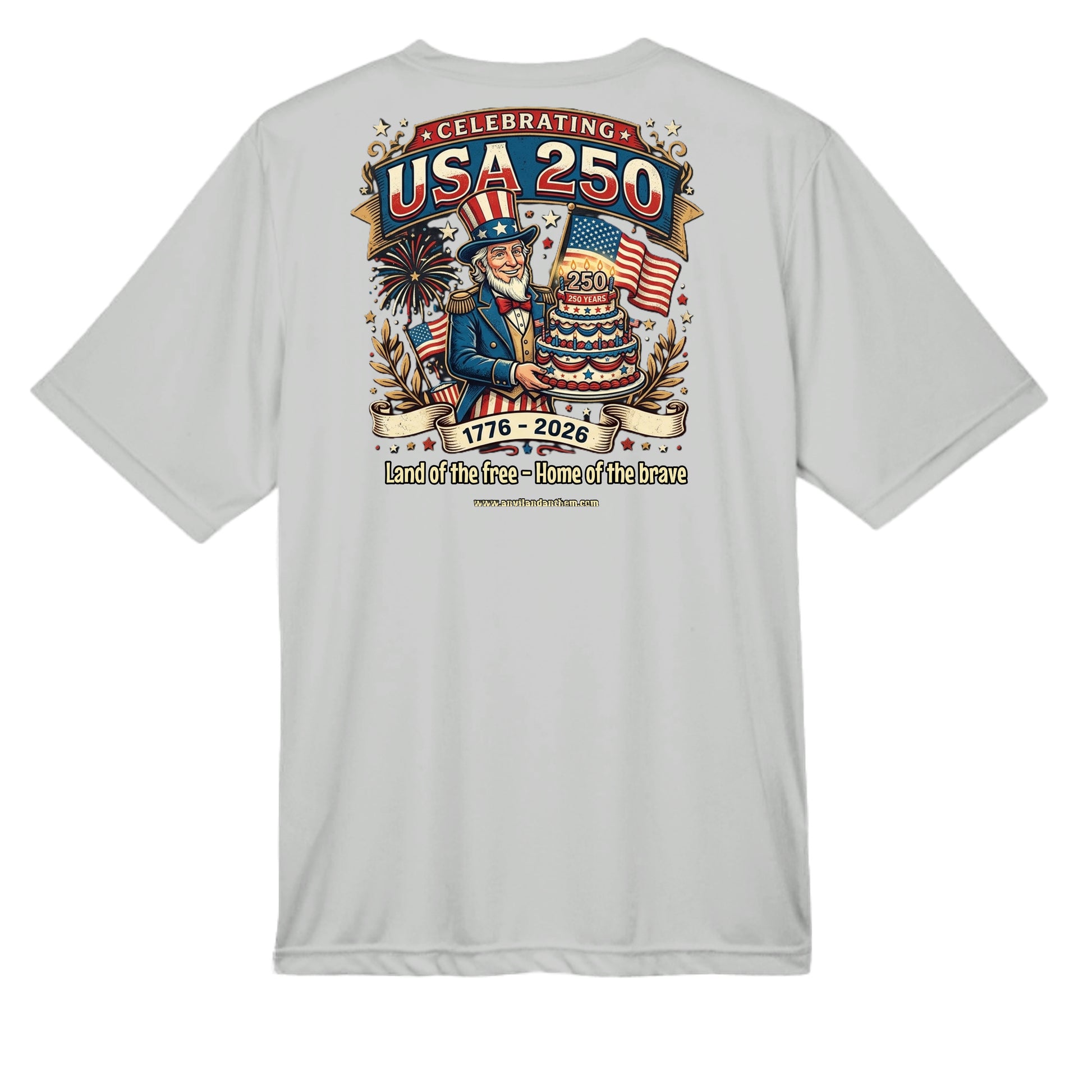 Free & Brave “America 250” Performance Wicking Tee | USA Patriotic Eagle & Uncle Sam Athletic Shirt {{ product_type }Anvil and Anthem }