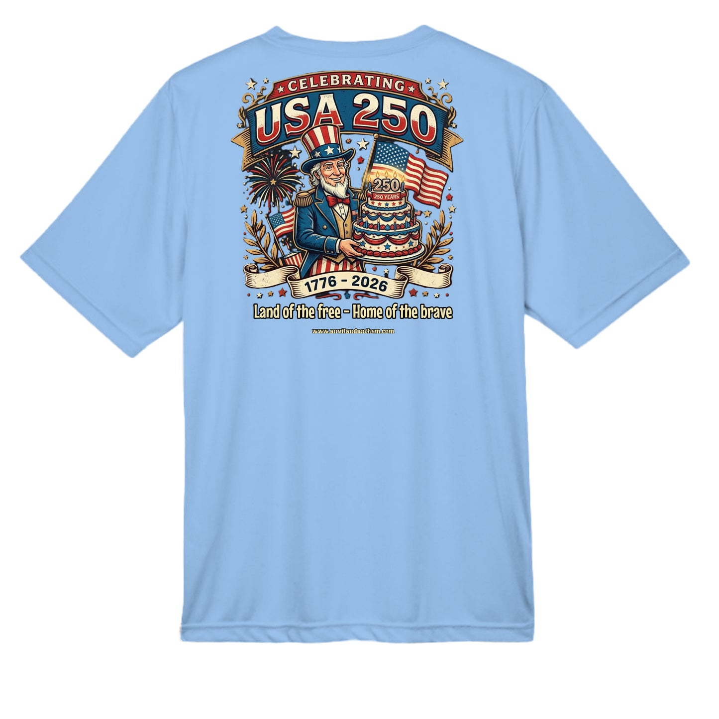 Free & Brave “America 250” Performance Wicking Tee | USA Patriotic Eagle & Uncle Sam Athletic Shirt {{ product_type }Anvil and Anthem }