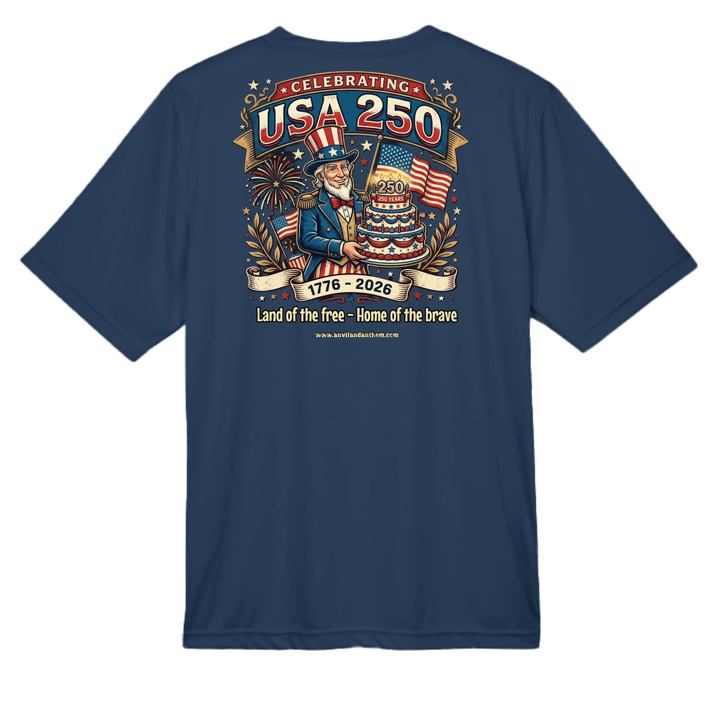 Free & Brave “America 250” Performance Wicking Tee | USA Patriotic Eagle & Uncle Sam Athletic Shirt {{ product_type }Anvil and Anthem }