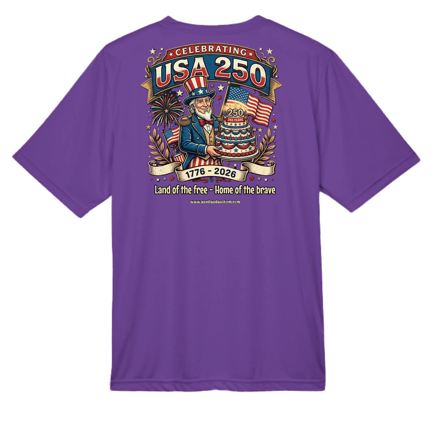 Free & Brave “America 250” Performance Wicking Tee | USA Patriotic Eagle & Uncle Sam Athletic Shirt {{ product_type }Anvil and Anthem }