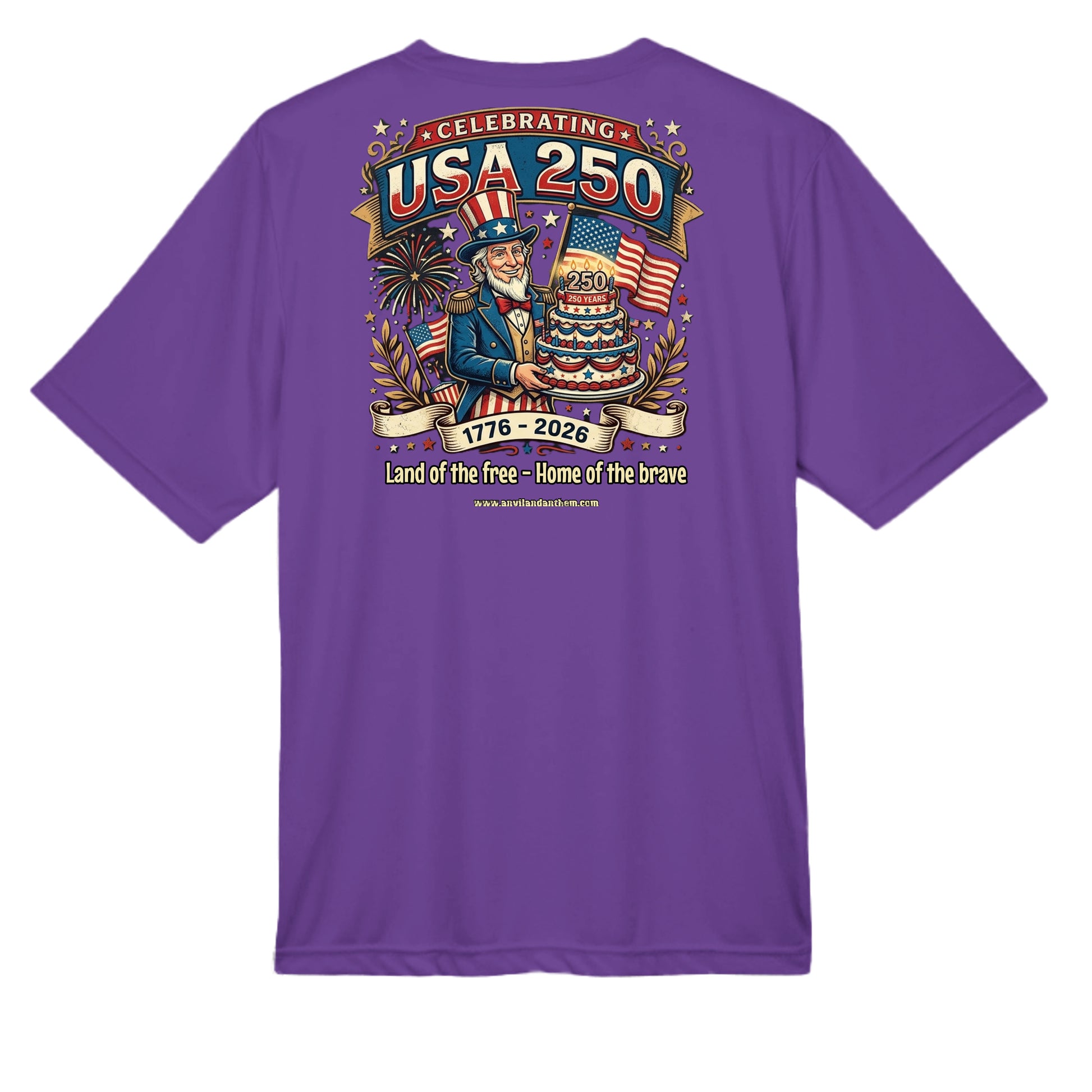 Free & Brave “America 250” Performance Wicking Tee | USA Patriotic Eagle & Uncle Sam Athletic Shirt {{ product_type }Anvil and Anthem }