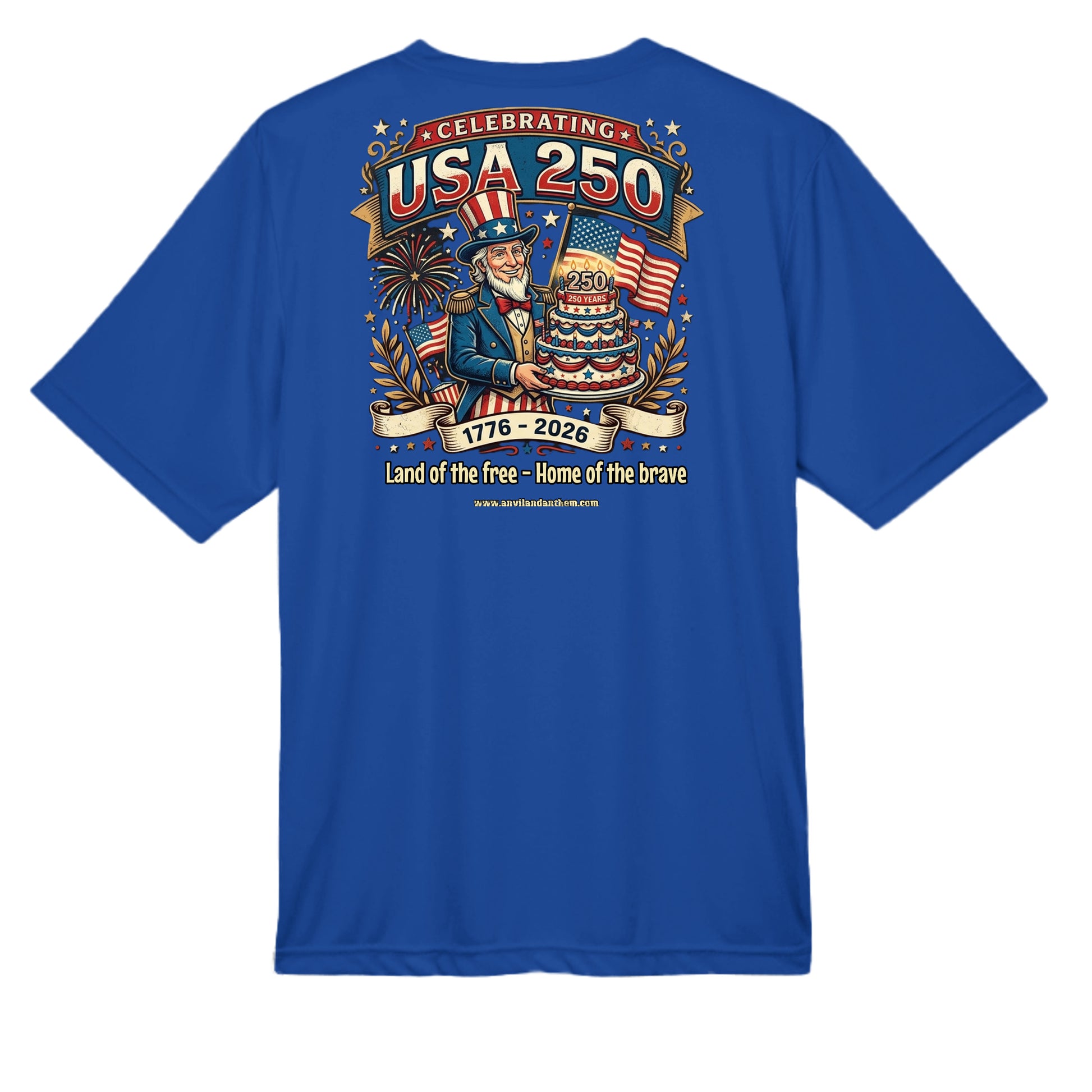 Free & Brave “America 250” Performance Wicking Tee | USA Patriotic Eagle & Uncle Sam Athletic Shirt {{ product_type }Anvil and Anthem }