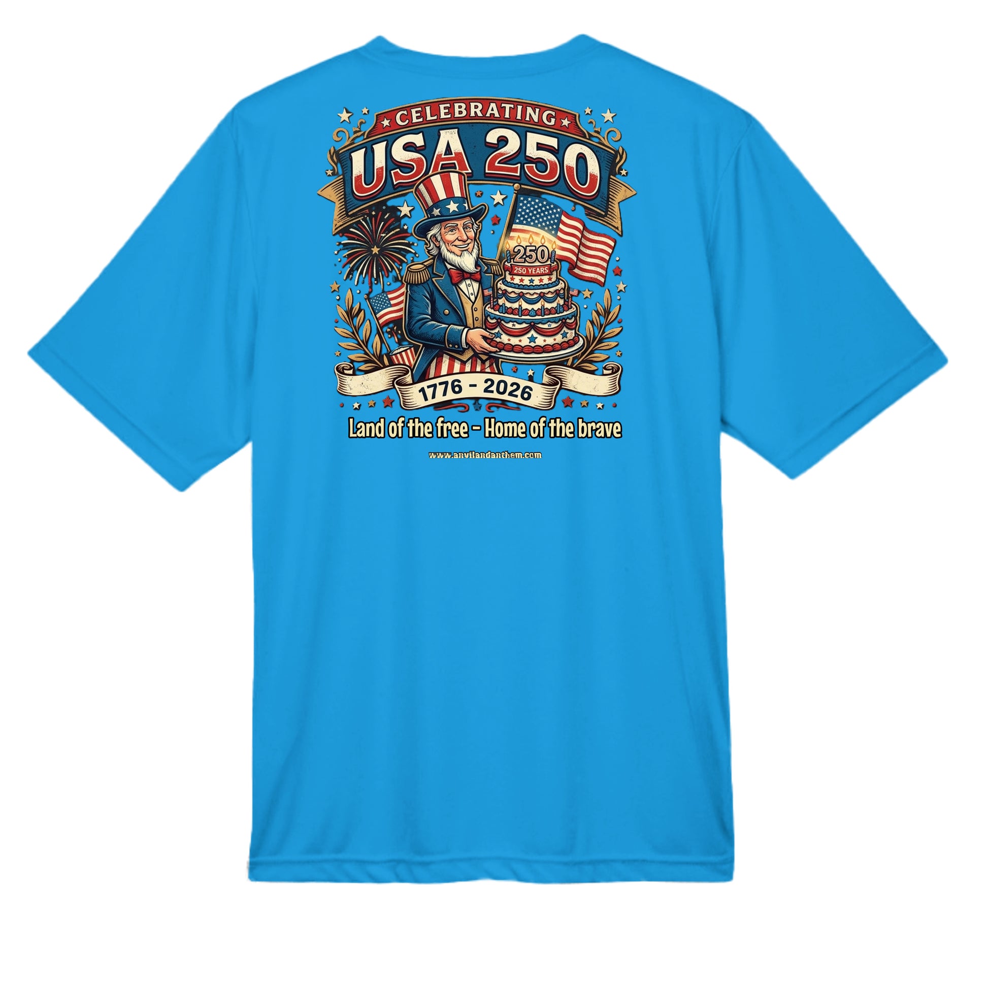 Free & Brave “America 250” Performance Wicking Tee | USA Patriotic Eagle & Uncle Sam Athletic Shirt {{ product_type }Anvil and Anthem }