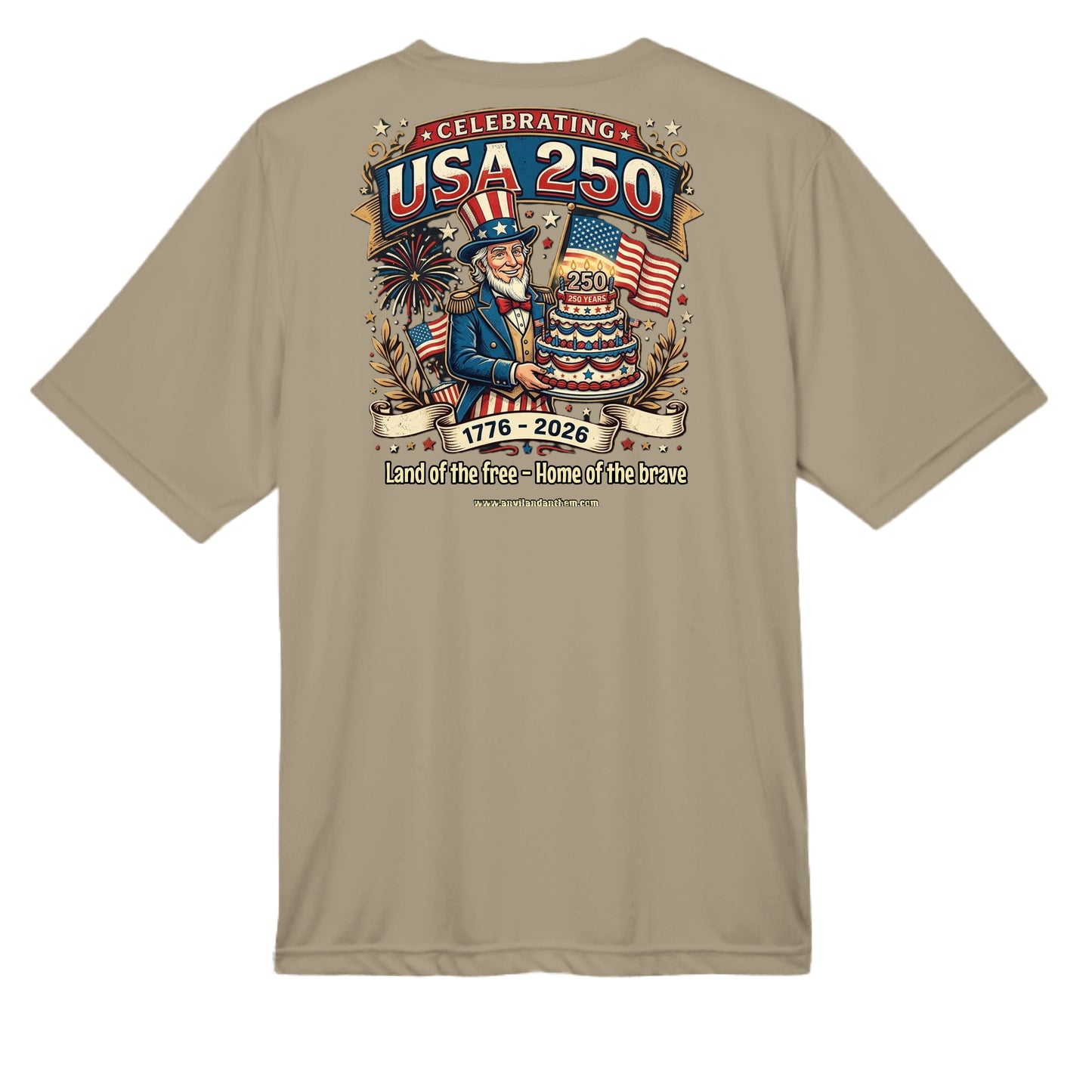 Free & Brave “America 250” Performance Wicking Tee | USA Patriotic Eagle & Uncle Sam Athletic Shirt {{ product_type }Anvil and Anthem }