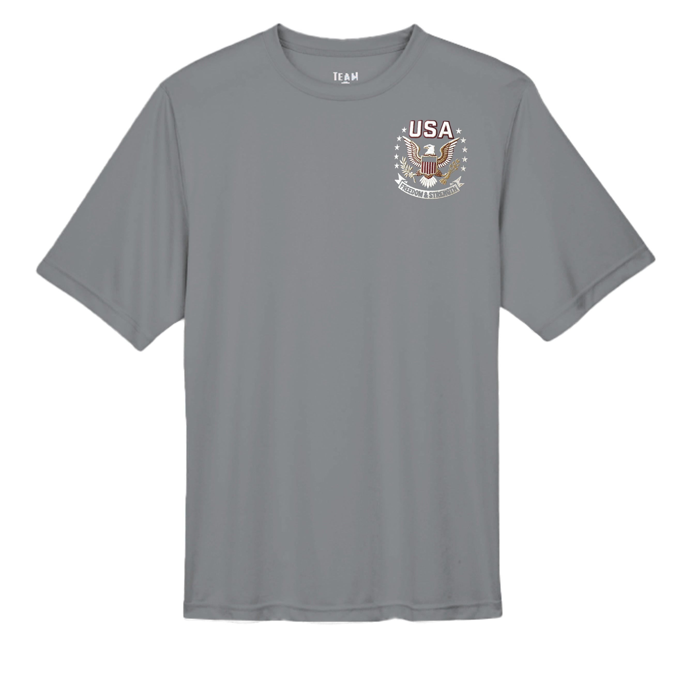 Free & Brave “America 250” Performance Wicking Tee | USA Patriotic Eagle & Uncle Sam Athletic Shirt Anvil and Anthem }