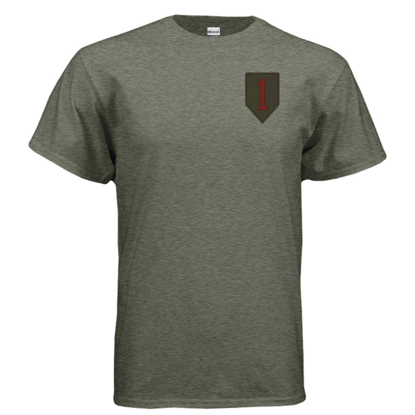 Big Red One Tee – 1st Infantry Division “Big Red One” Army Pride Shirt HEATHER MILITARY GREEN {{ product_type }Anvil and Anthem }