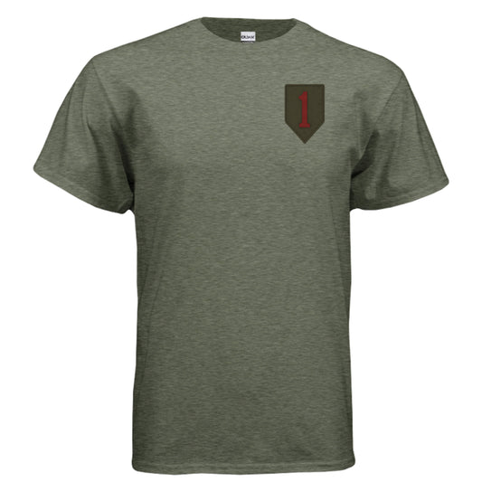 Big Red One Tee – 1st Infantry Division “Big Red One” Army Pride Shirt HEATHER MILITARY GREEN {{ product_type }Anvil and Anthem }