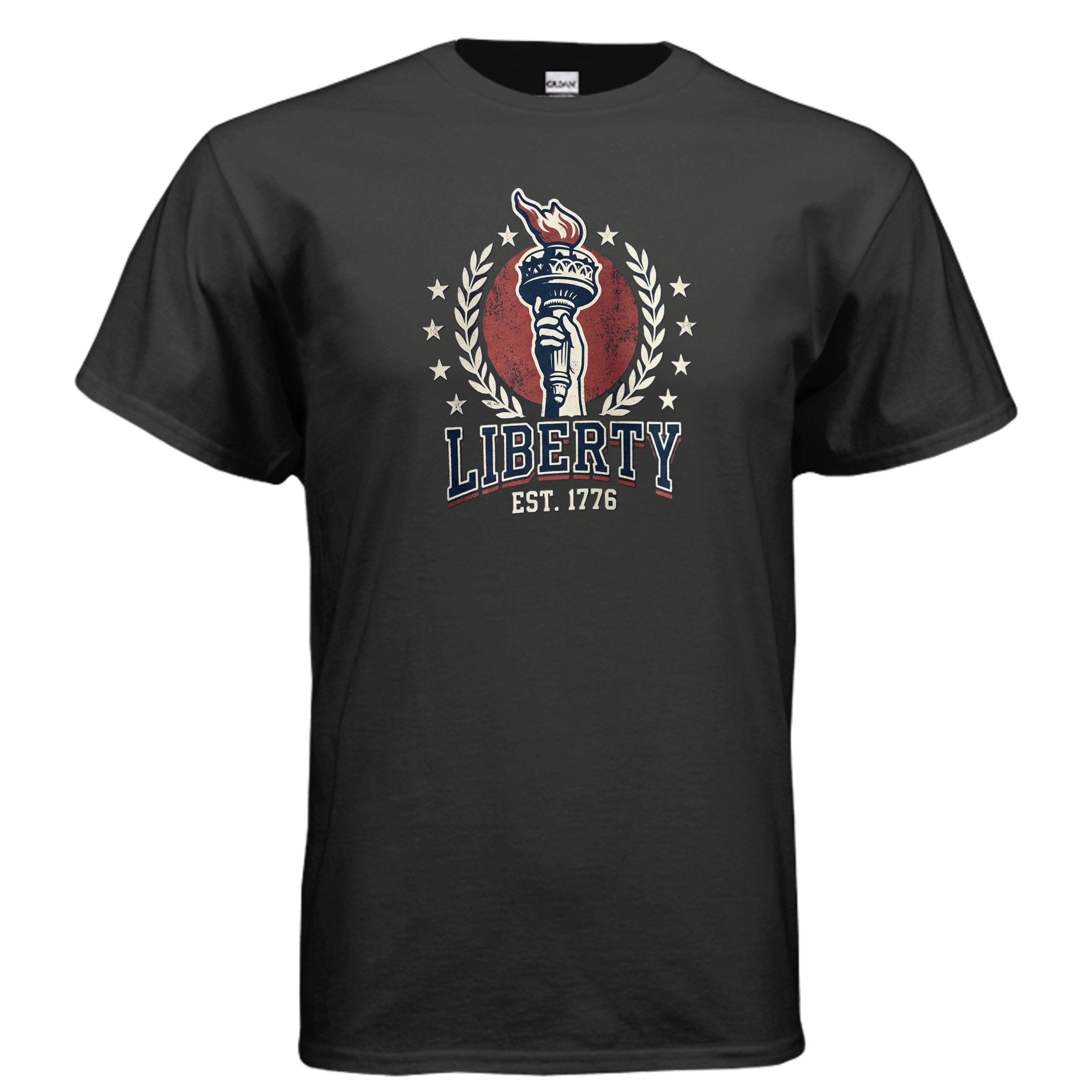 Liberty 1776 American Heritage Tee | Statue of Liberty Torch Patriotic USA Shirt Anvil and Anthem }