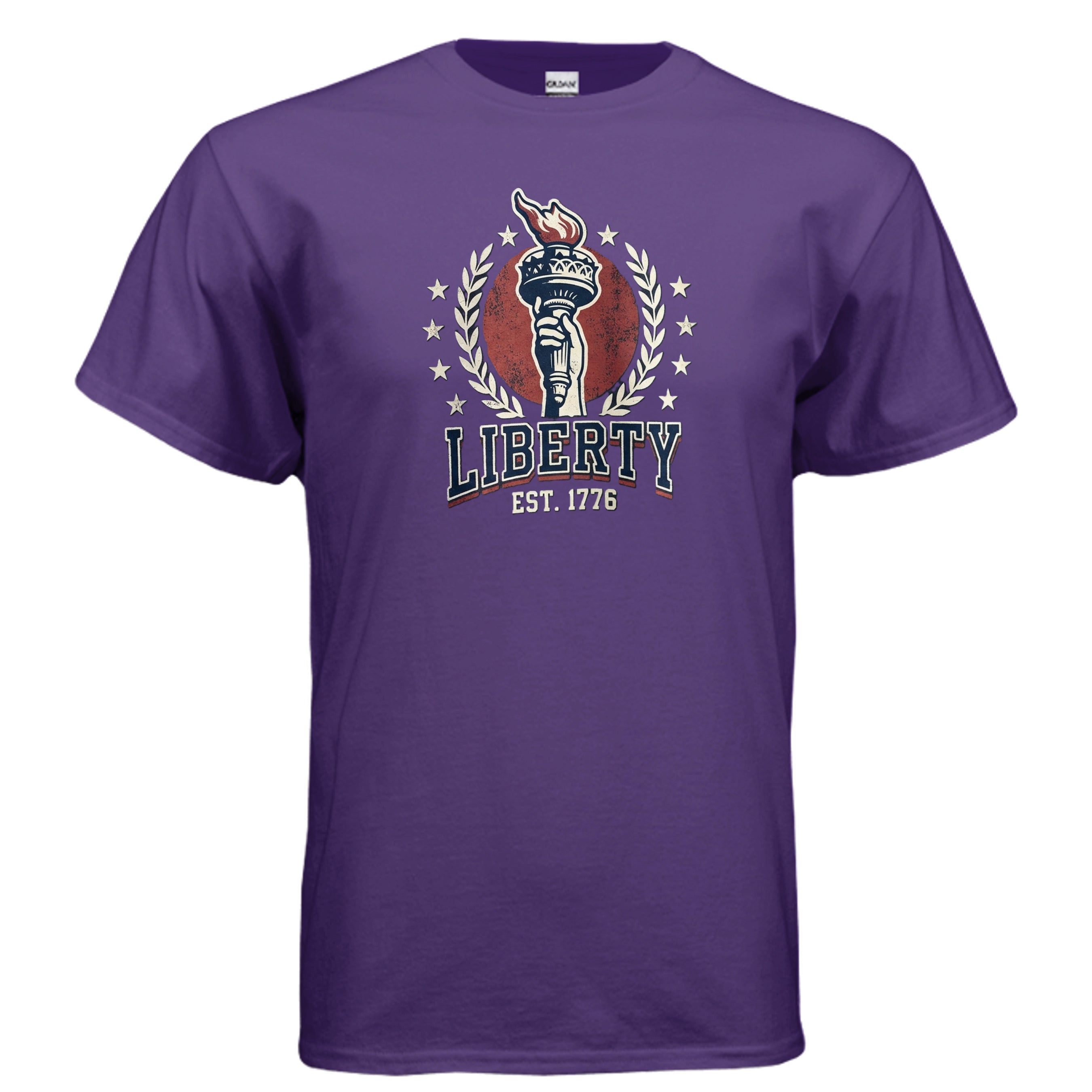 Liberty 1776 American Heritage Tee | Statue of Liberty Torch Patriotic USA Shirt Anvil and Anthem }