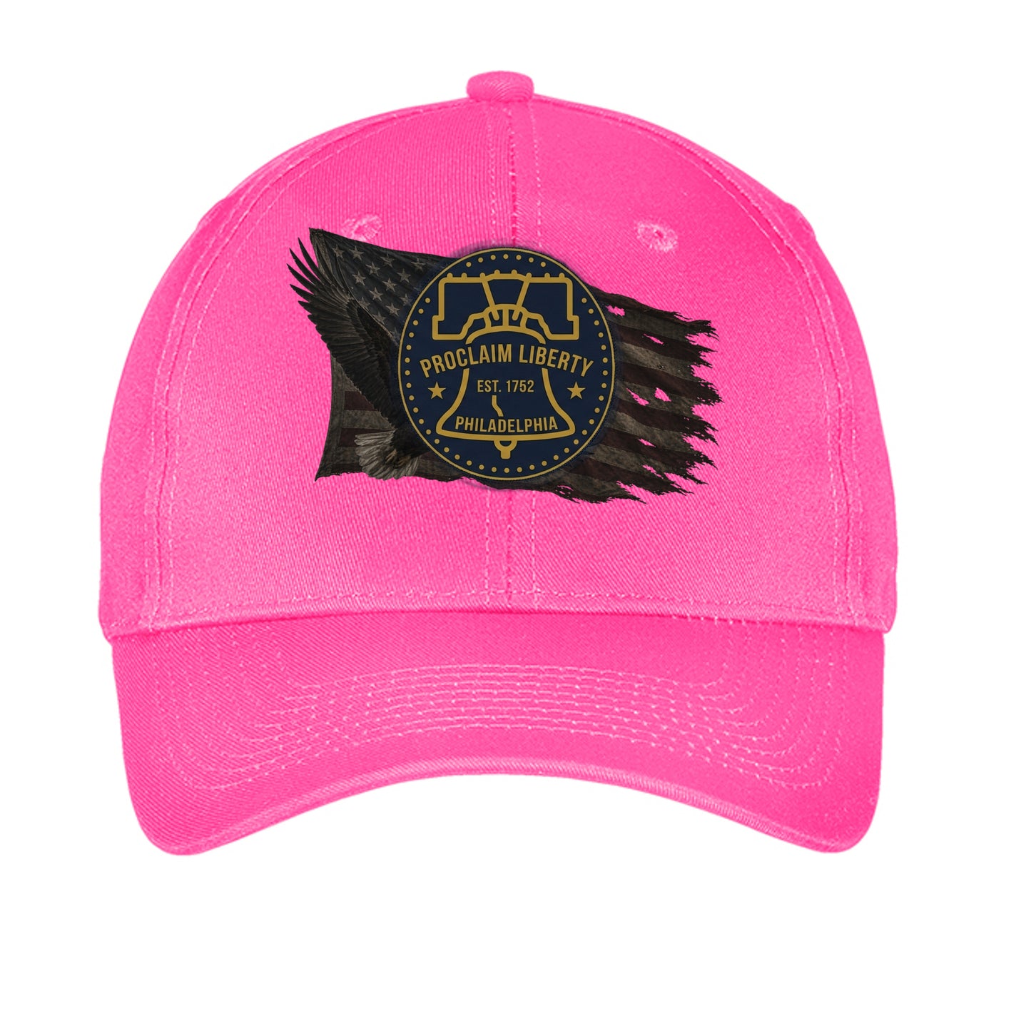 Proclaim Liberty Philadelphia Heritage Hat | Bald Eagle & Liberty Bell Patriotic Cap Neon Pink ONE SIZE {{ product_type }Anvil and Anthem }