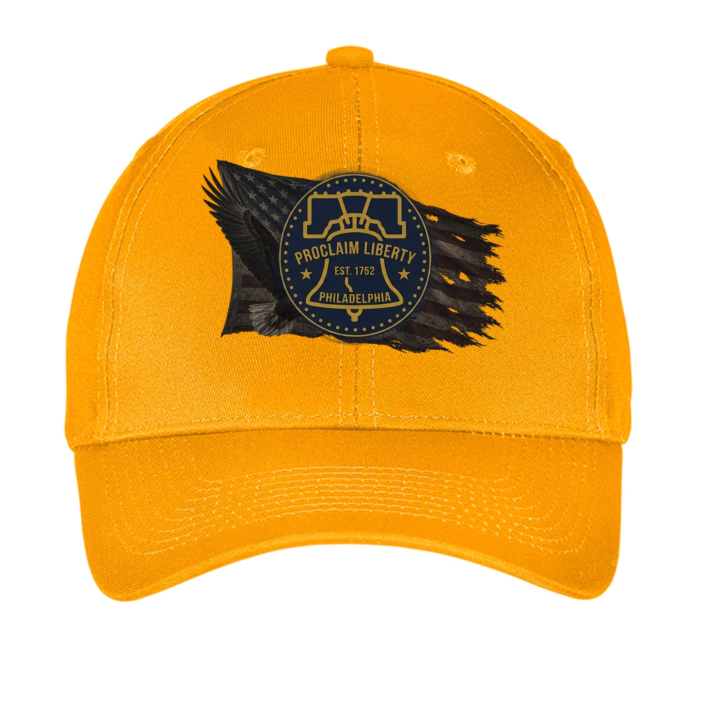 Proclaim Liberty Philadelphia Heritage Hat | Bald Eagle & Liberty Bell Patriotic Cap Athletic Gold ONE SIZE {{ product_type }Anvil and Anthem }