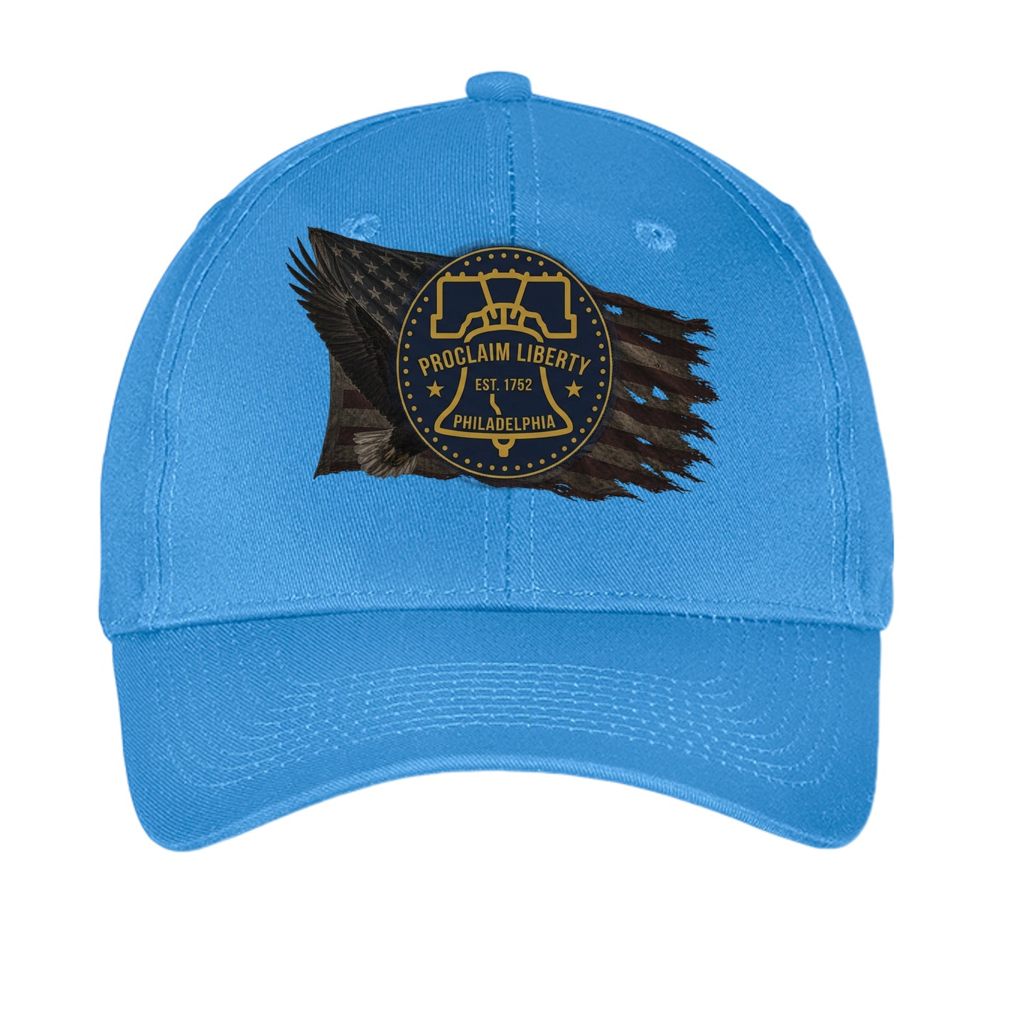 Proclaim Liberty Philadelphia Heritage Hat | Bald Eagle & Liberty Bell Patriotic Cap Carolina Blue ONE SIZE {{ product_type }Anvil and Anthem }