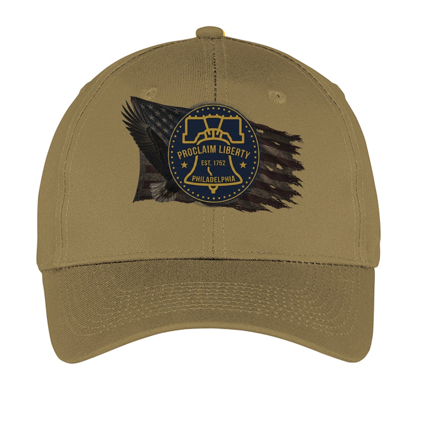 Proclaim Liberty Philadelphia Heritage Hat | Bald Eagle & Liberty Bell Patriotic Cap Coyote Brown ONE SIZE {{ product_type }Anvil and Anthem }