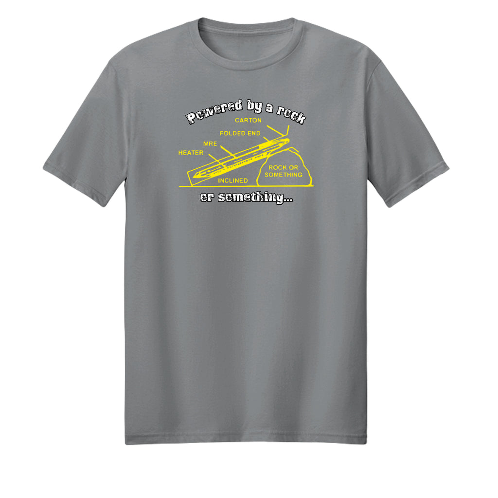 "Powered by a Rock or Something" MRE Graphic Tee – Military Humor Apparel {{ product_type }Anvil and Anthem }