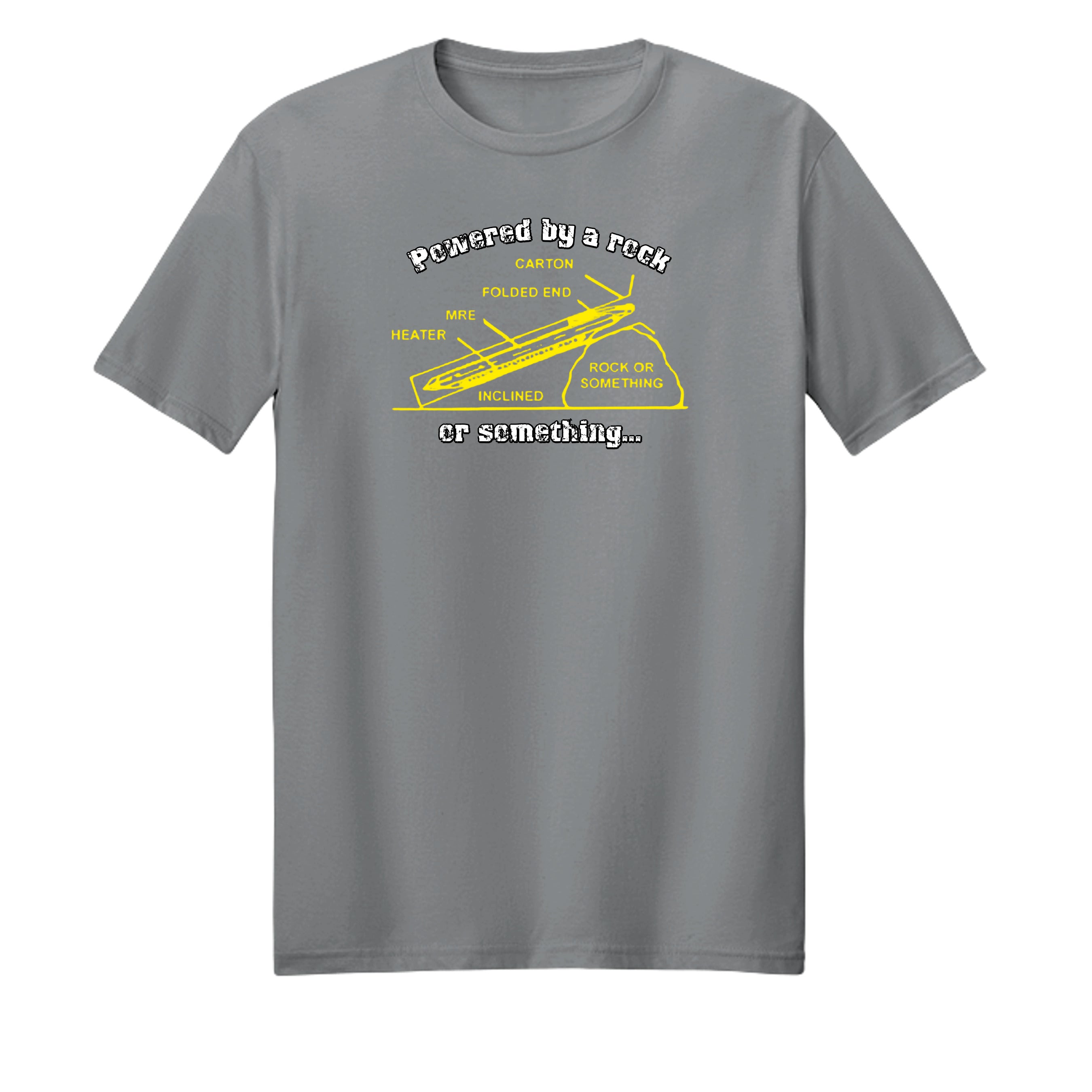 "Powered by a Rock or Something" MRE Graphic Tee – Military Humor Apparel {{ product_type }Anvil and Anthem }