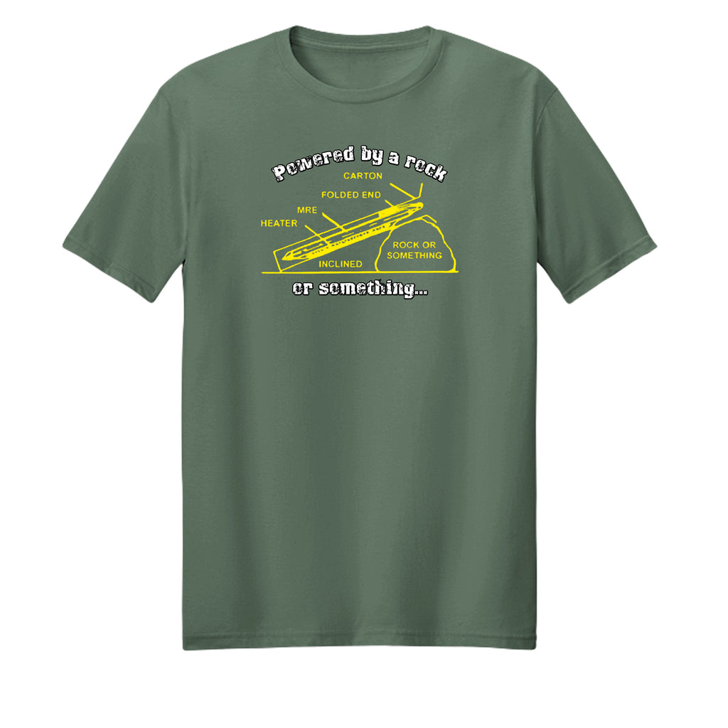 "Powered by a Rock or Something" MRE Graphic Tee – Military Humor Apparel {{ product_type }Anvil and Anthem }