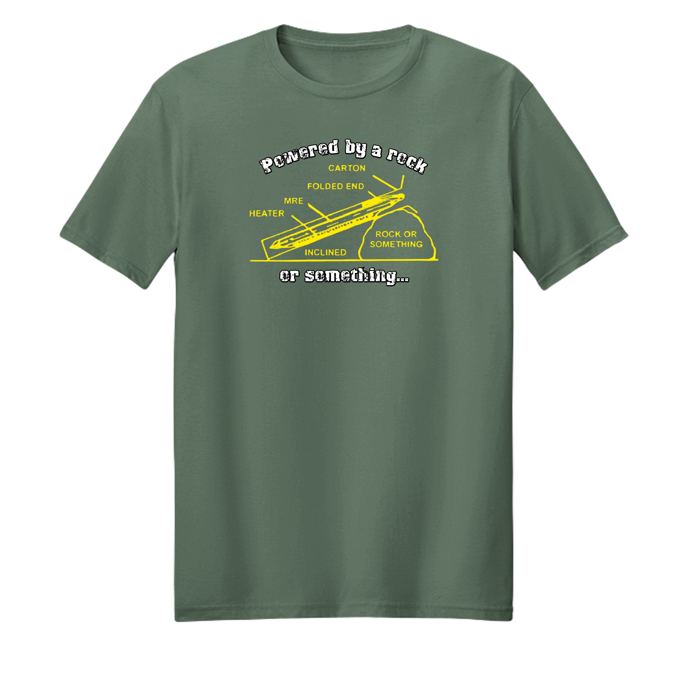"Powered by a Rock or Something" MRE Graphic Tee – Military Humor Apparel {{ product_type }Anvil and Anthem }