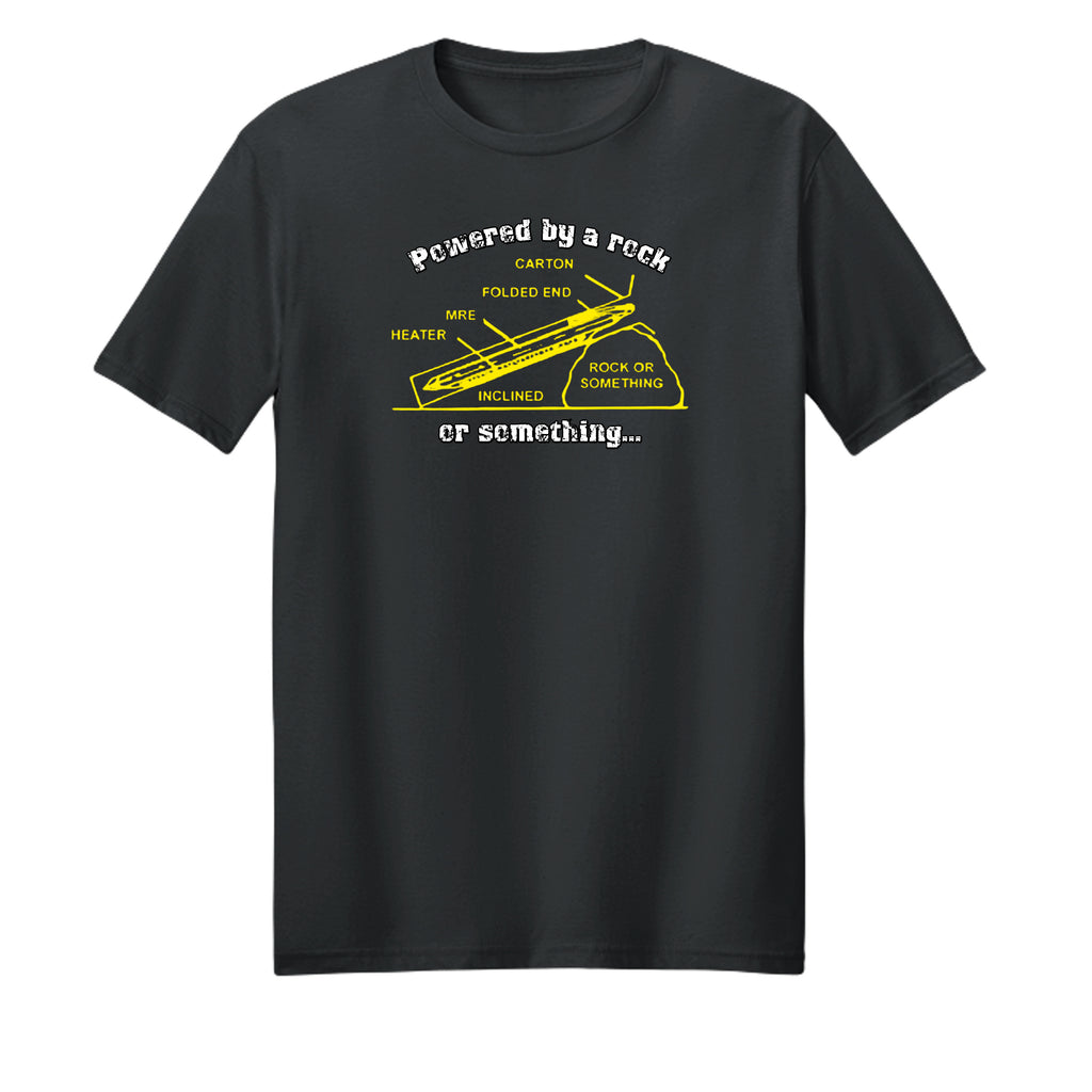 "Powered by a Rock or Something" MRE Graphic Tee – Military Humor Apparel {{ product_type }Anvil and Anthem }