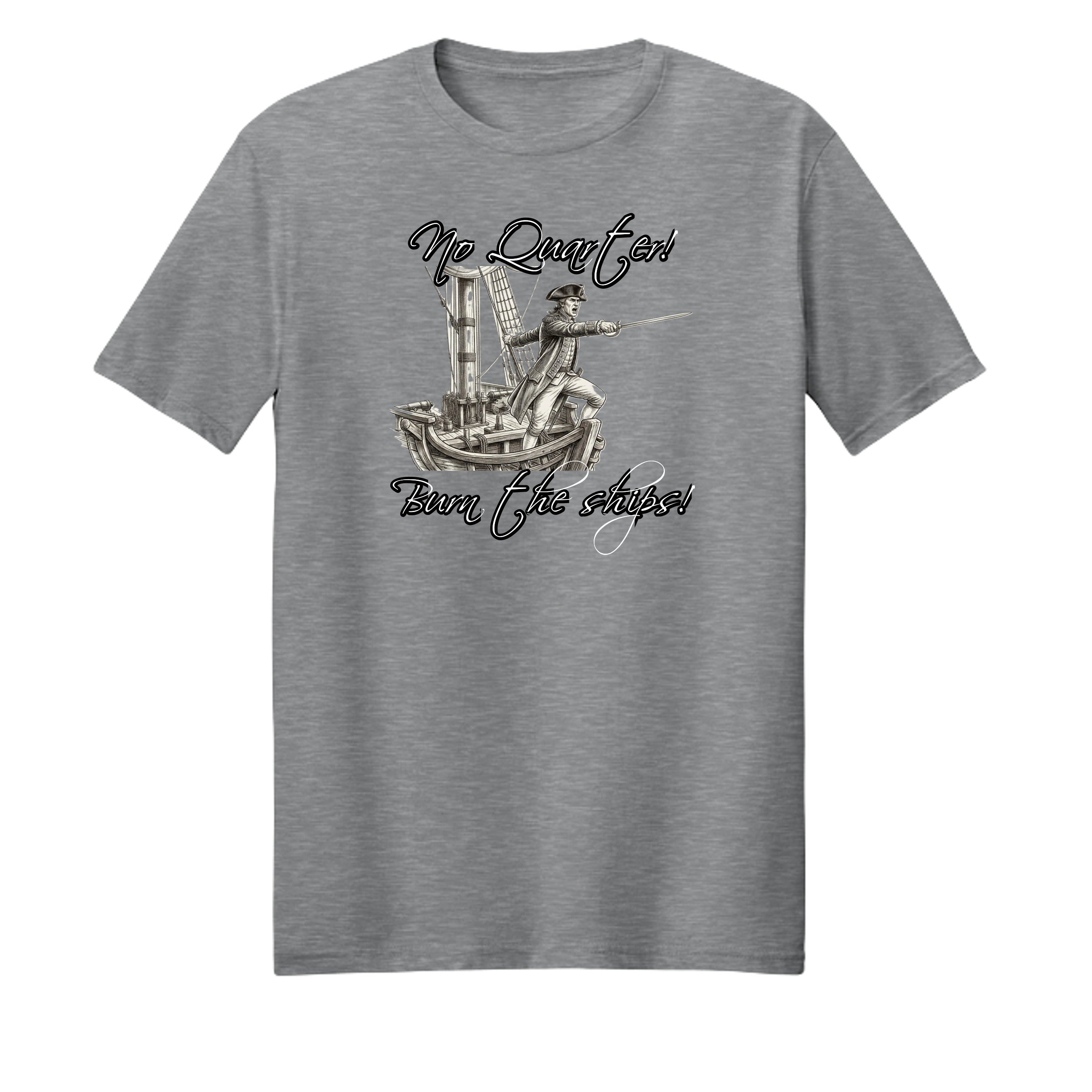 John Paul Jones "Burn the Ships" Premium Graphic Tee – American Naval Heritage Sport Grey {{ product_type }Anvil and Anthem }