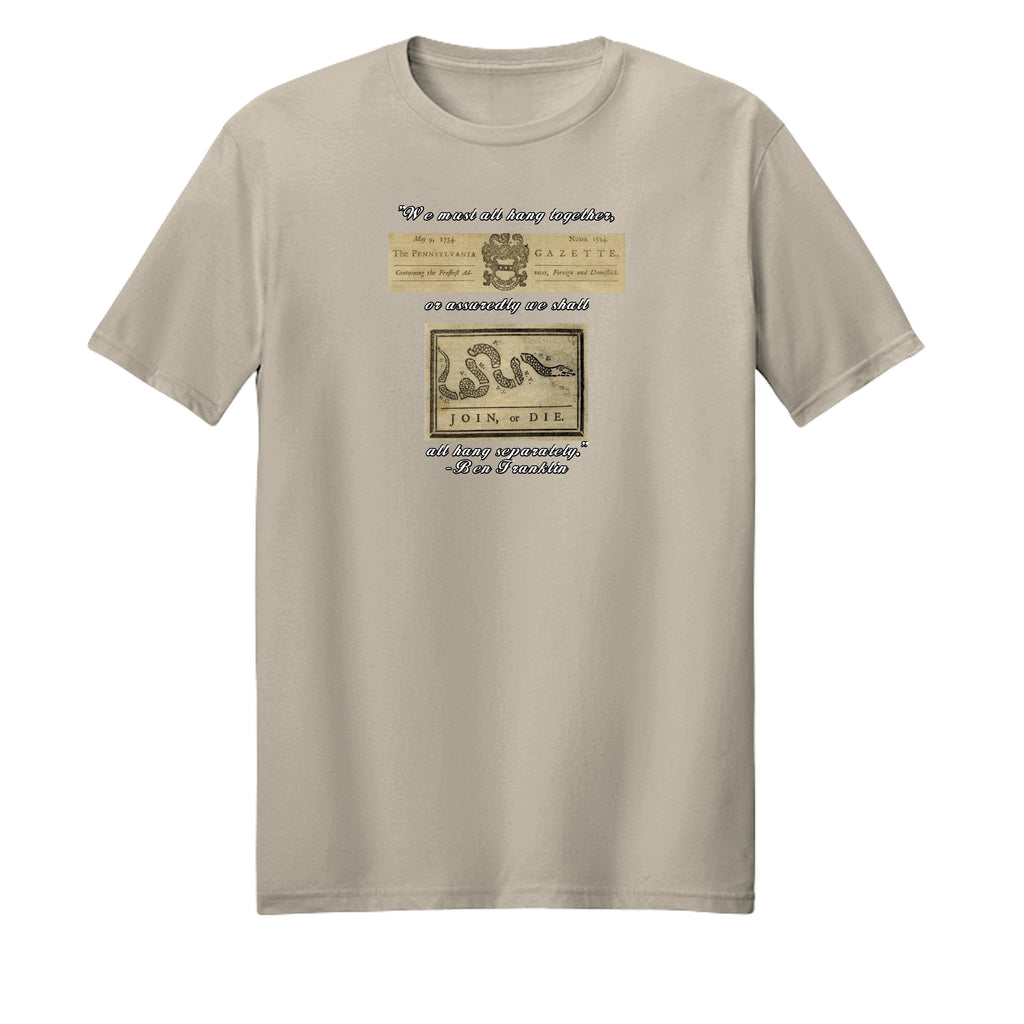 "Join or Die" Benjamin Franklin Patriotic Graphic Tee – American Founding History {{ product_type }Anvil and Anthem }