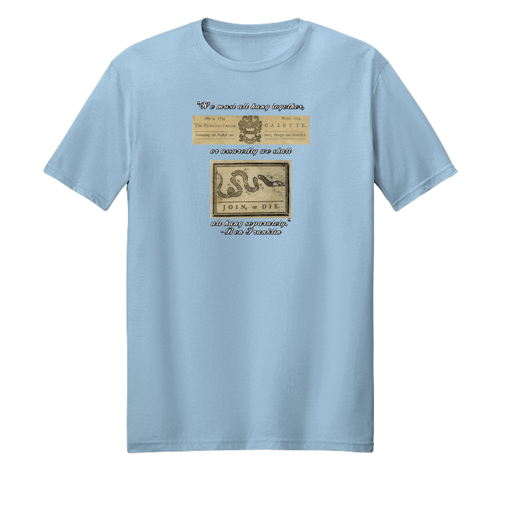 "Join or Die" Benjamin Franklin Patriotic Graphic Tee – American Founding History {{ product_type }Anvil and Anthem }