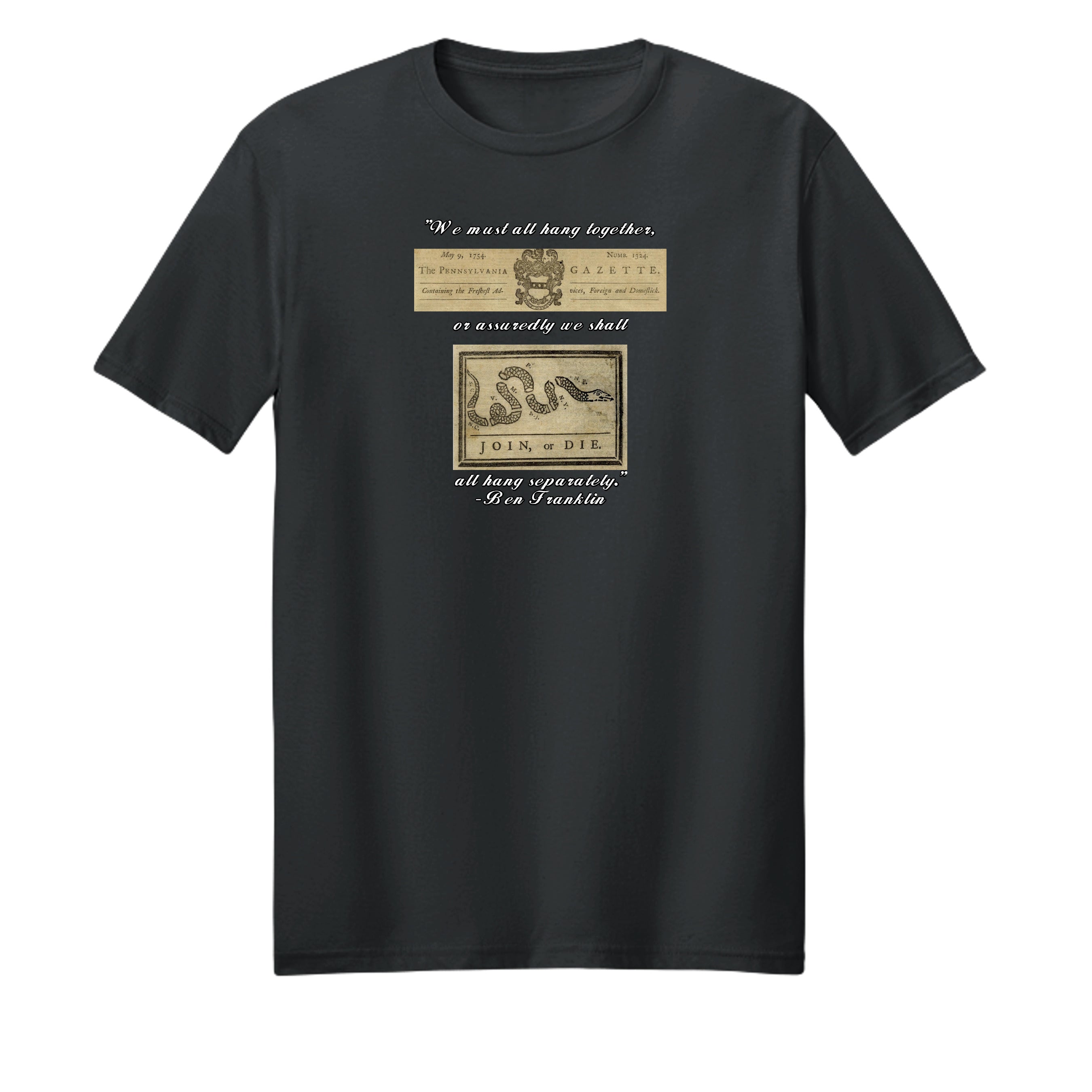 "Join or Die" Benjamin Franklin Patriotic Graphic Tee – American Founding History {{ product_type }Anvil and Anthem }