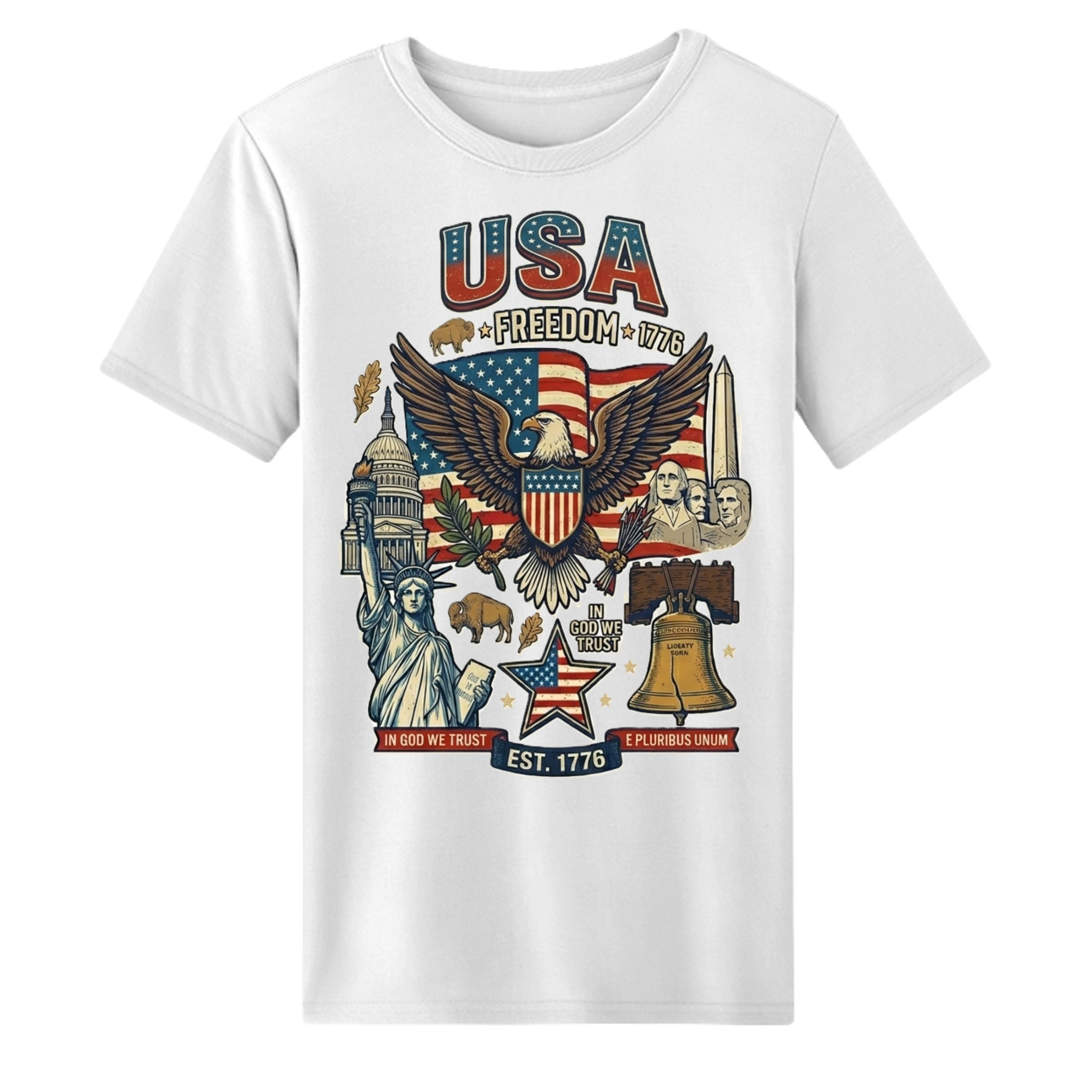 USA 1776 wicking shirt White {{ product_type }Anvil and Anthem }