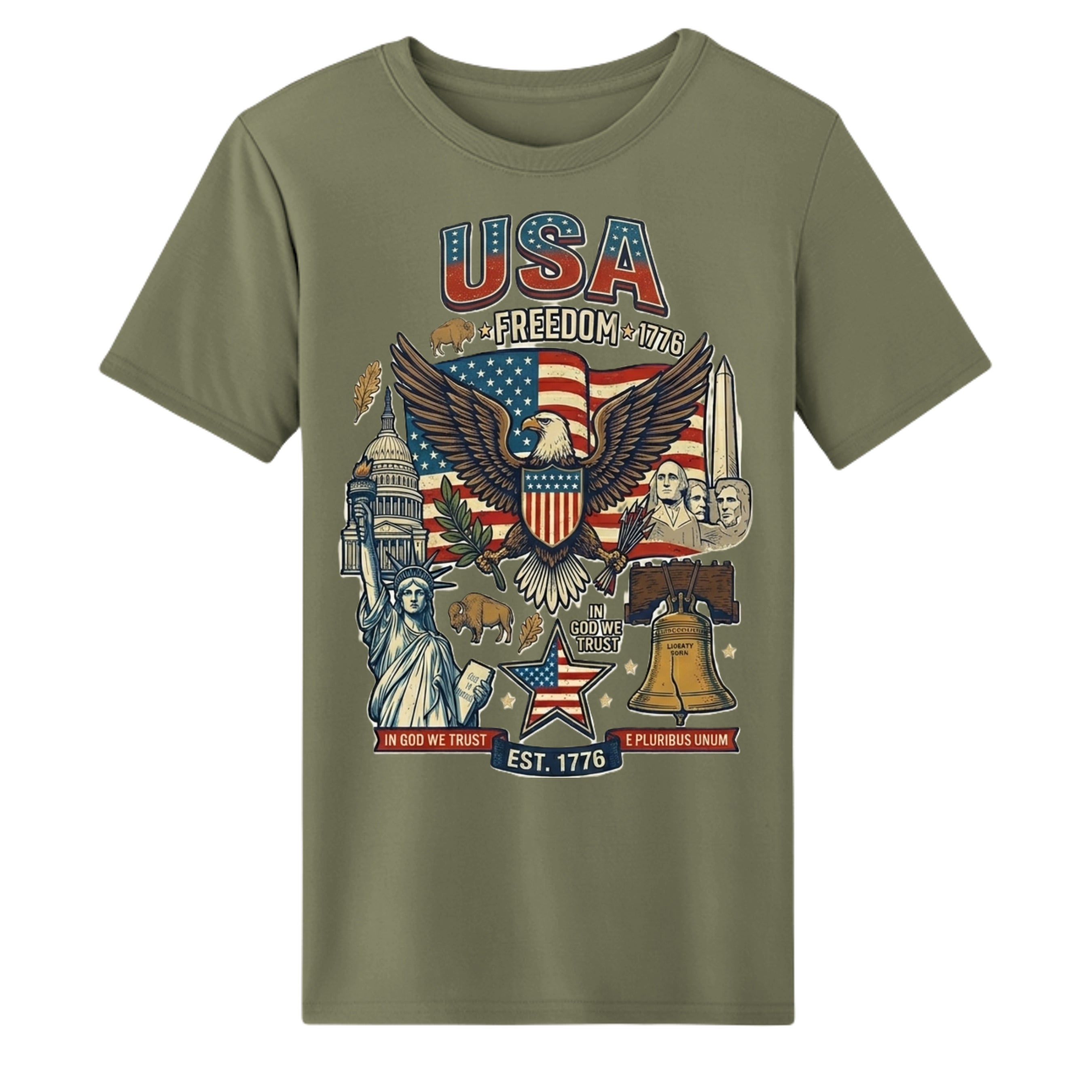 USA Freedom 1776 Performance Wicking Shirt | American Eagle Patriotic Athletic Tee Anvil and Anthem }