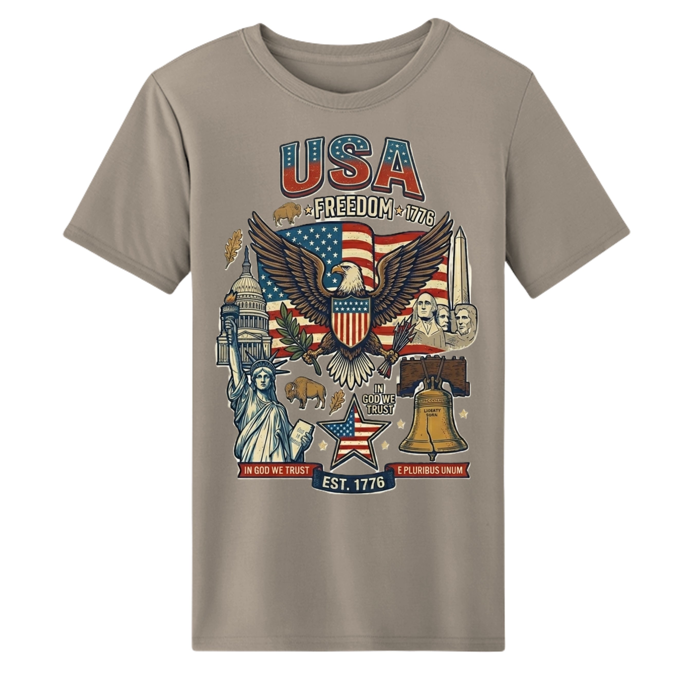USA Freedom 1776 Performance Wicking Shirt | American Eagle Patriotic Athletic Tee Anvil and Anthem }