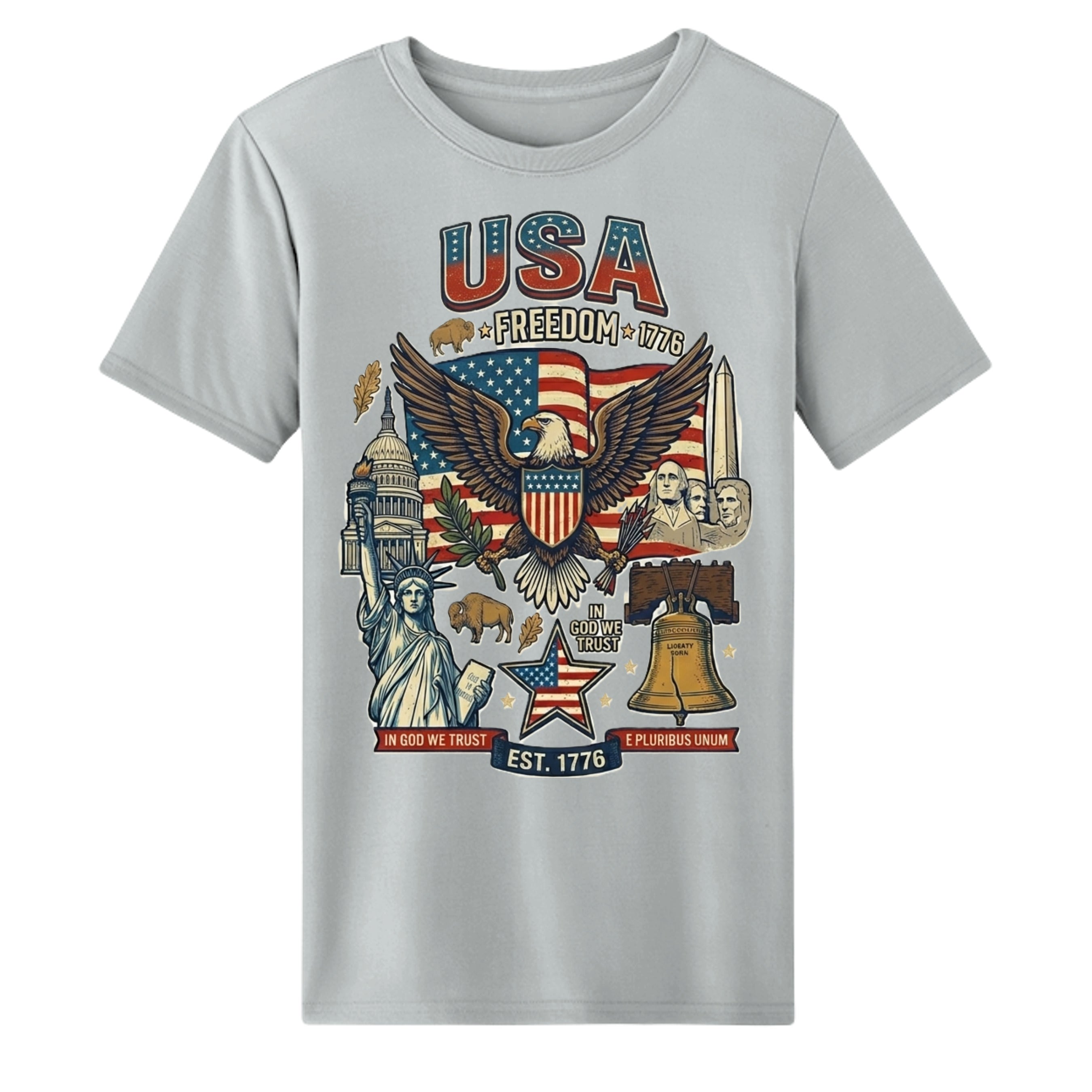 USA Freedom 1776 Performance Wicking Shirt | American Eagle Patriotic Athletic Tee Anvil and Anthem }