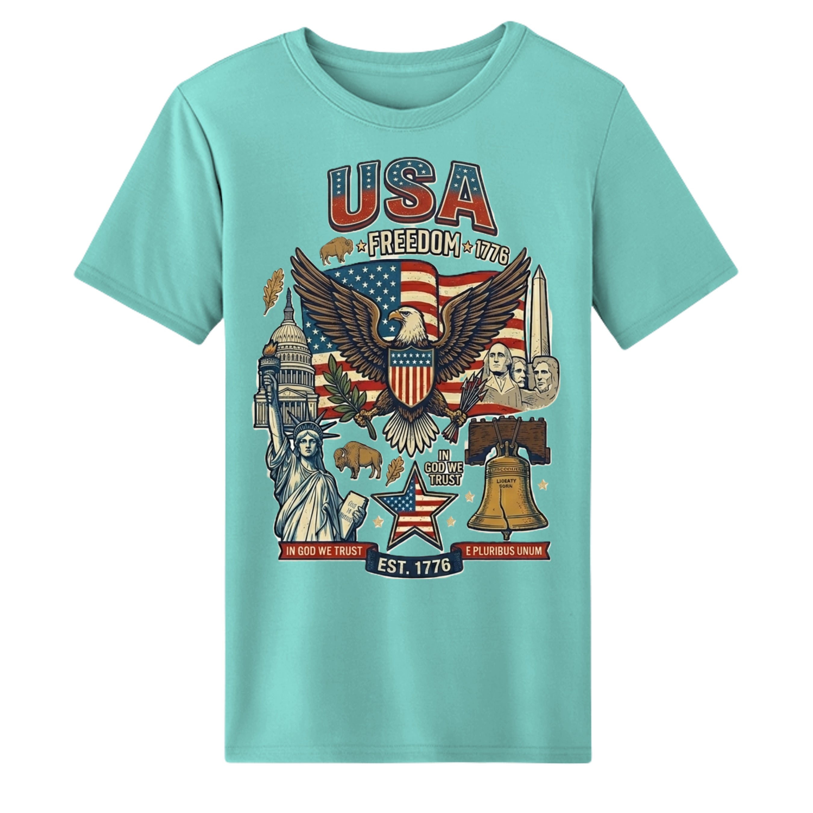USA Freedom 1776 Performance Wicking Shirt | American Eagle Patriotic Athletic Tee Anvil and Anthem }