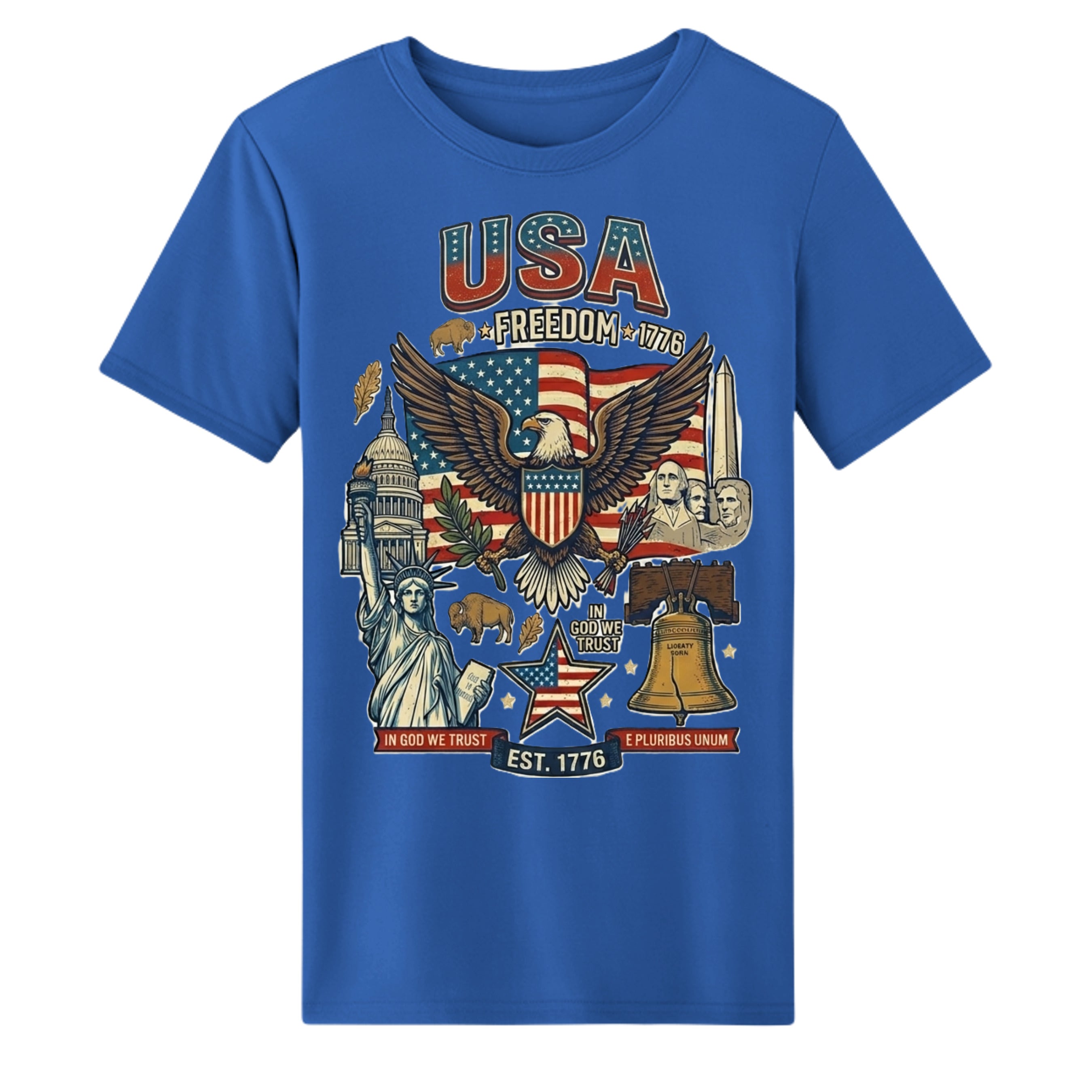 USA Freedom 1776 Performance Wicking Shirt | American Eagle Patriotic Athletic Tee Anvil and Anthem }